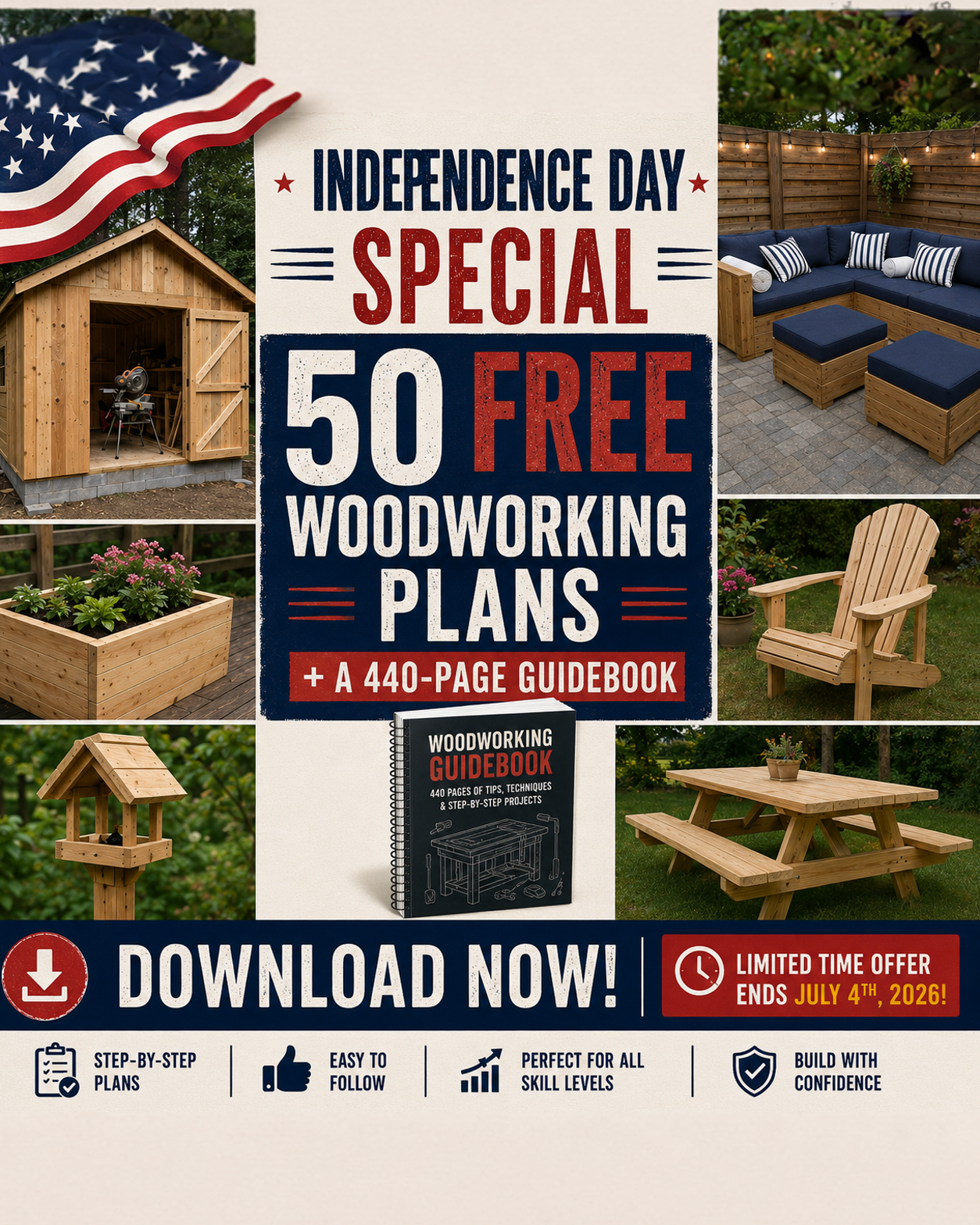 Woodworking Mastery Facebook ad: Free Woodworking Plans!