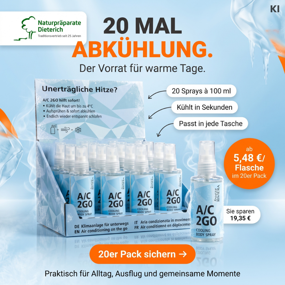 Naturpräparate Dieterich Facebook ad: Klimaanlage zum Mitnehmen
