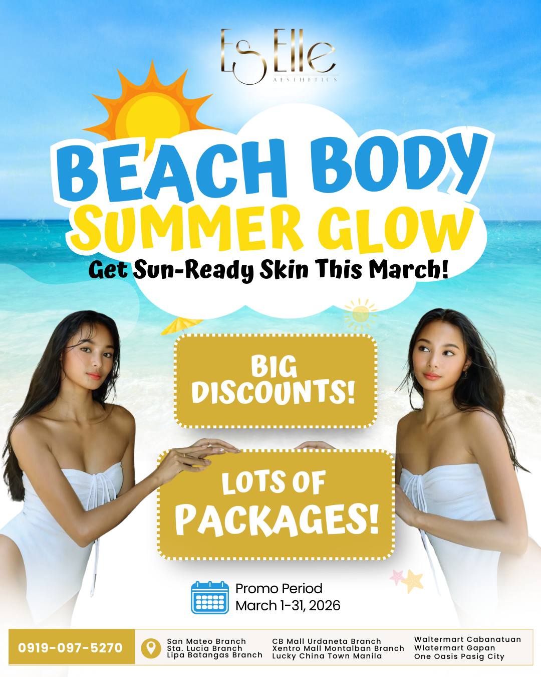 Es Elle Aesthetics - Xentro Mall Montalban Facebook ad: Hello, Summer Glow!