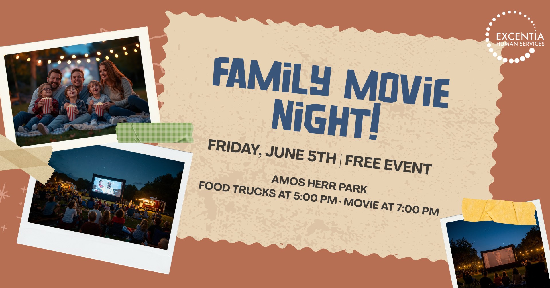 Excentia Human Services Facebook ad: Family Movie Night