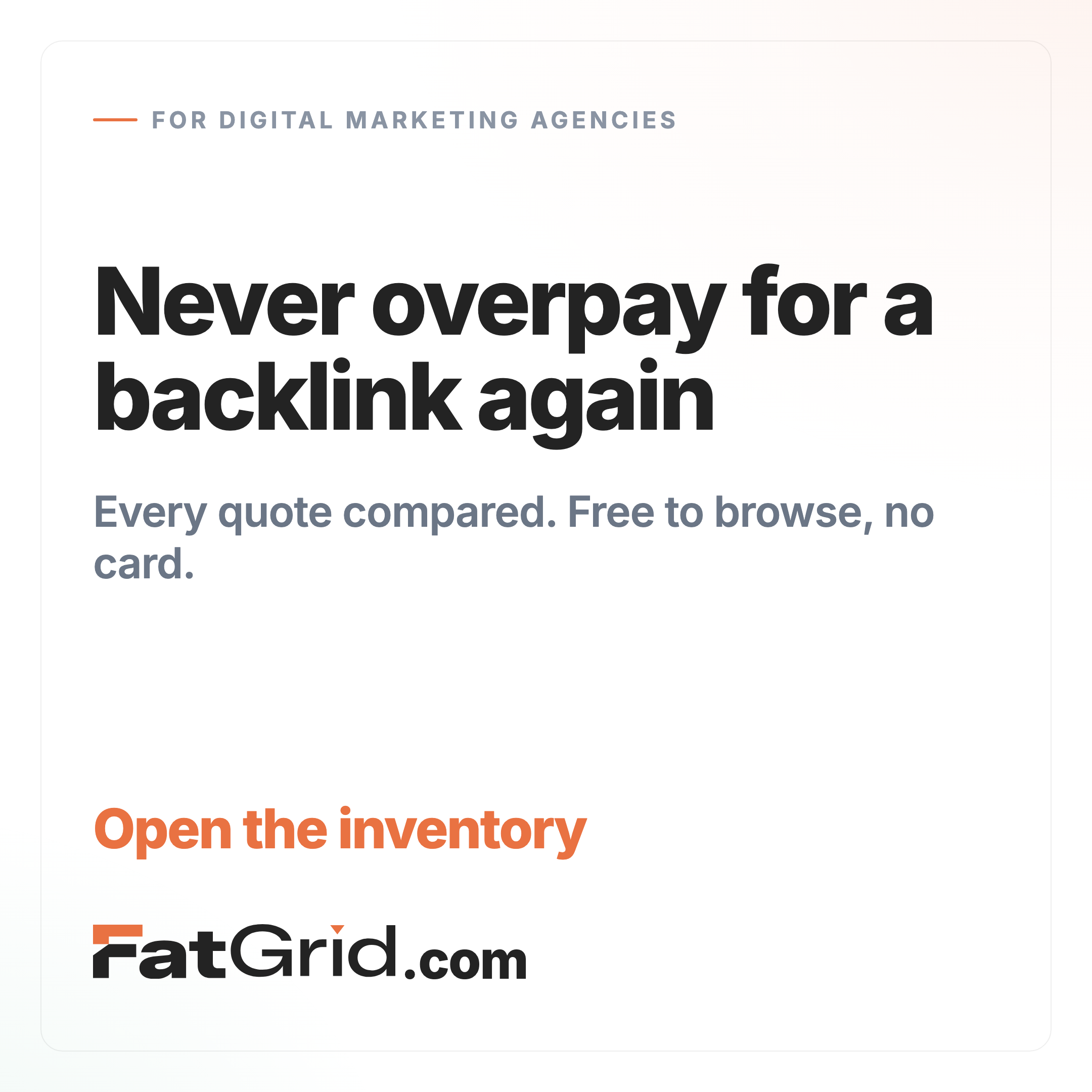 FatGrid Facebook ad: Open the inventory