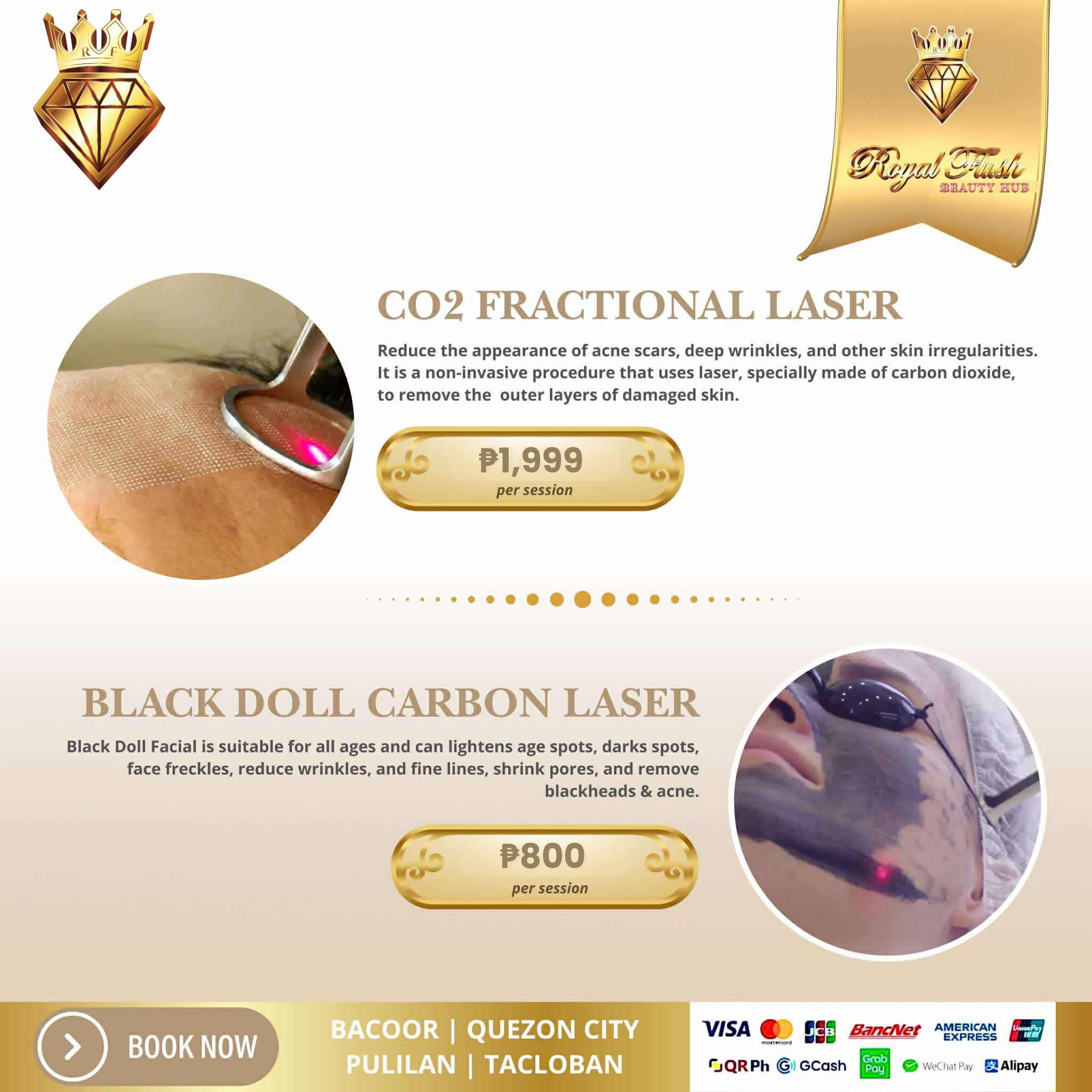 ROYAL FLUSH Beauty Clinic - QC Facebook ad: Acne Scars and Pores Still Bother You?
