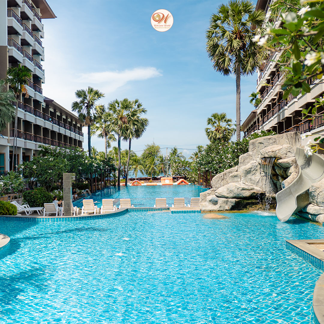 Welcome World Beachfront Resort Facebook ad: Wake up to the sound of waves.