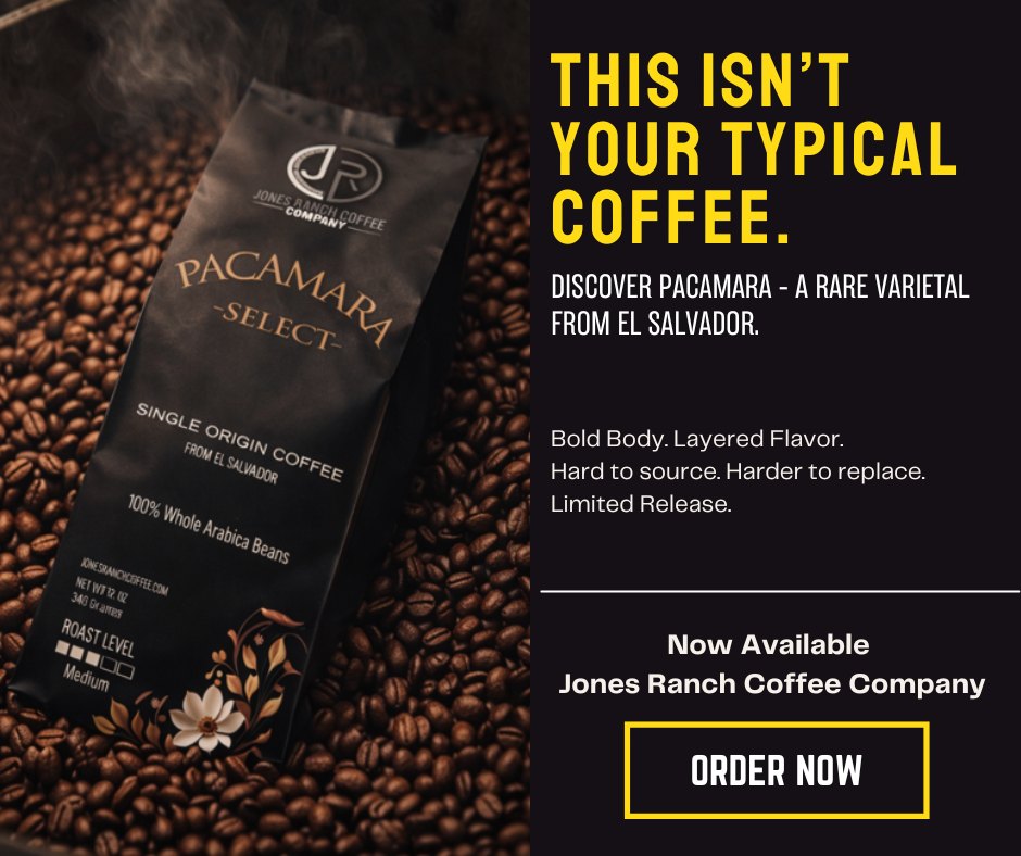 Jones Ranch Coffee Facebook ad: Pacamara Select Premium Single Origin Coffee (El Salvador)