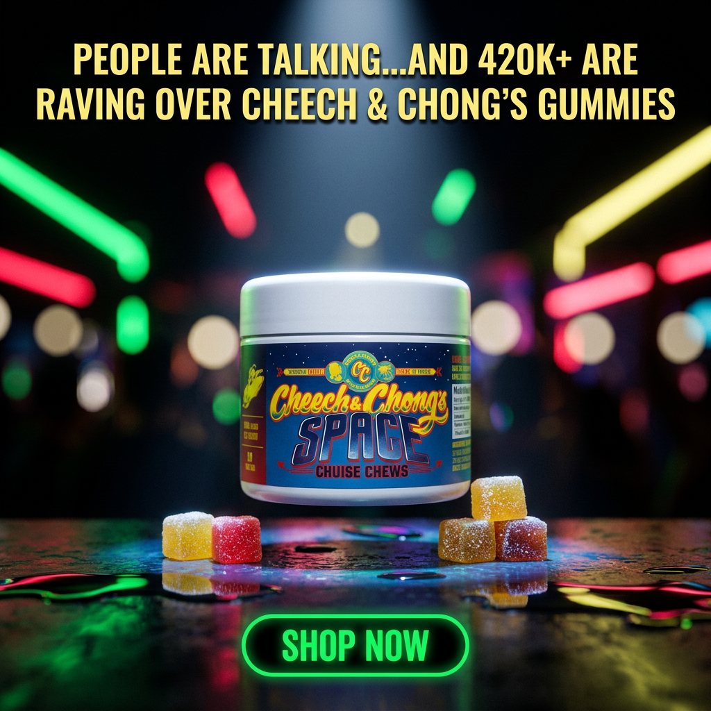 Cheech & Chong's Cruise Chews Facebook ad: Limited Time BOGO 2 Jars $49.99
