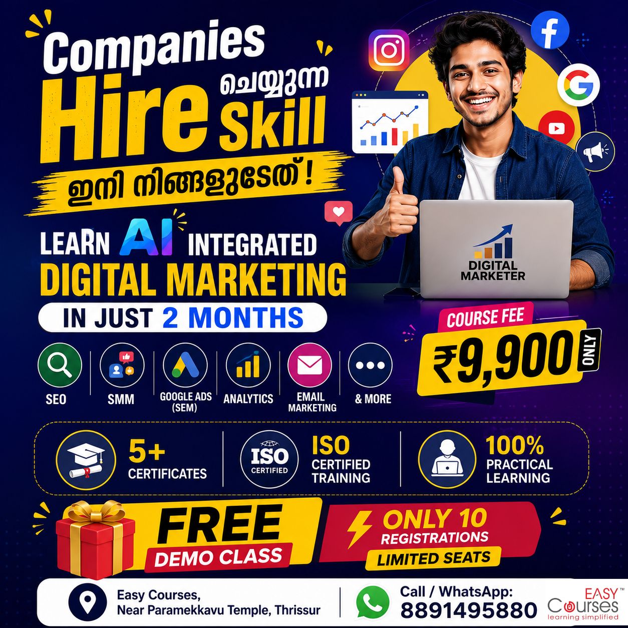 Easy Courses Facebook ad: Limited Seats Available, Enroll Now