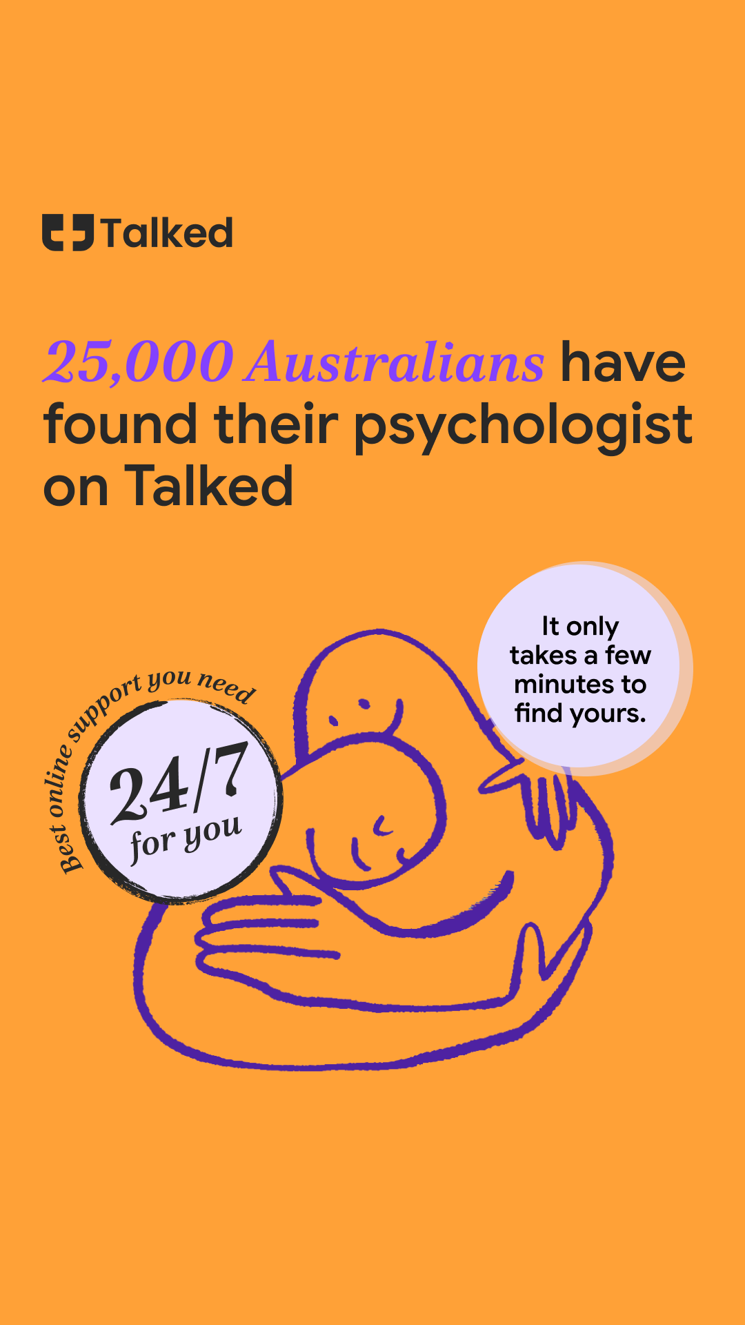 Talked Facebook ad: Australia's #1 Online Therapy Platform