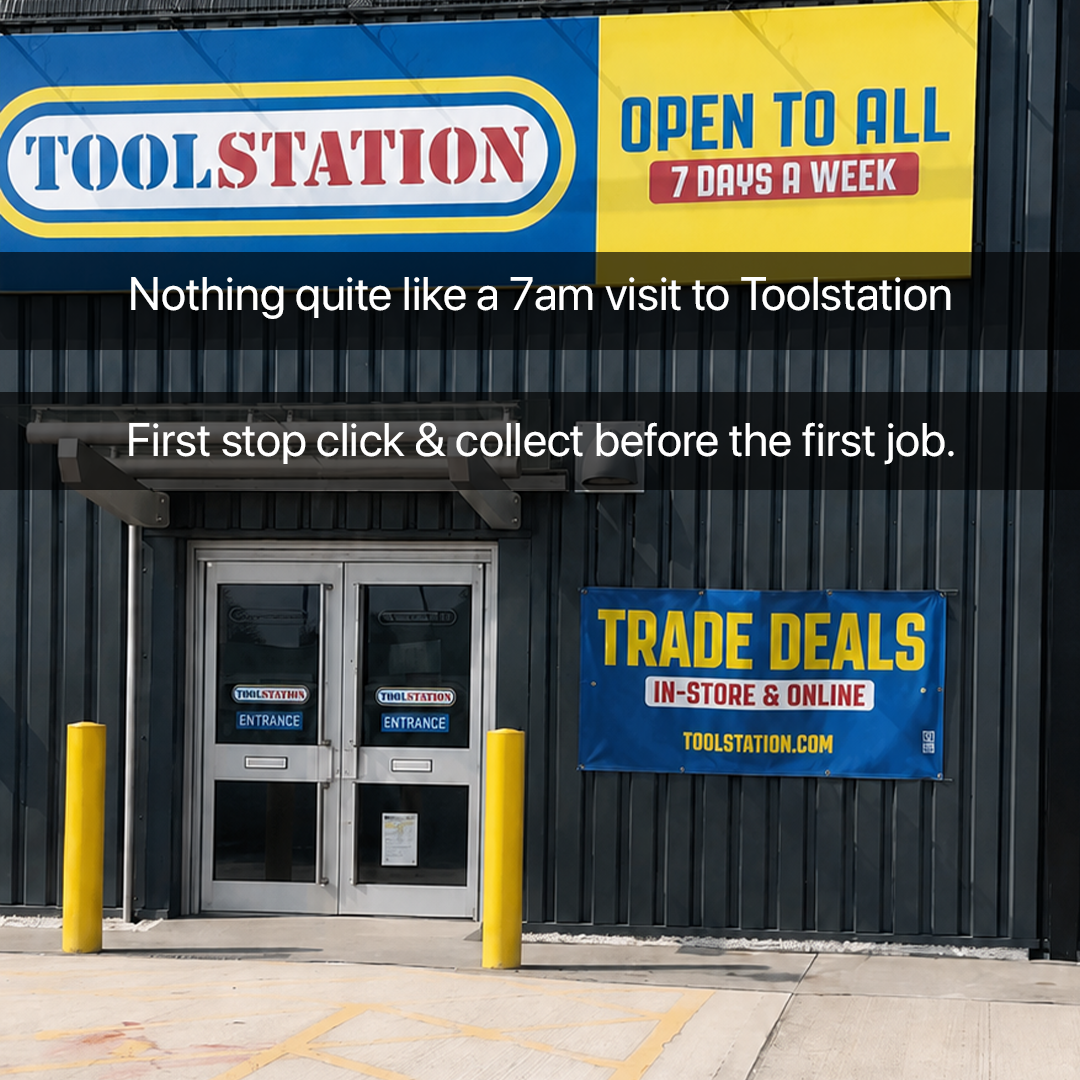 Toolstation UK Facebook ad: Click and collect before the first job