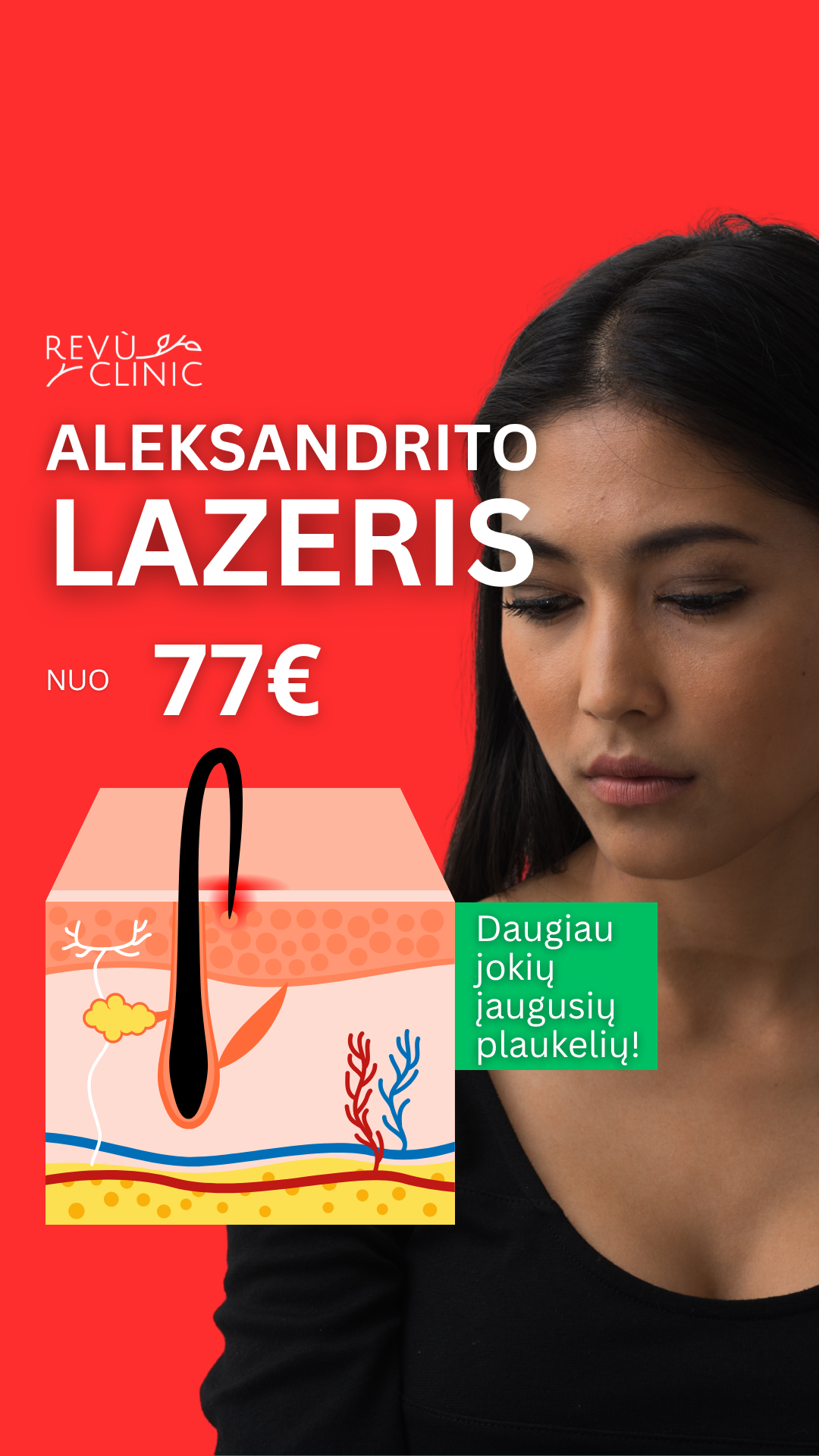 REVÙ CLINIC Facebook ad: PASIŪLYMAS PASPAUDUS NUORODĄ