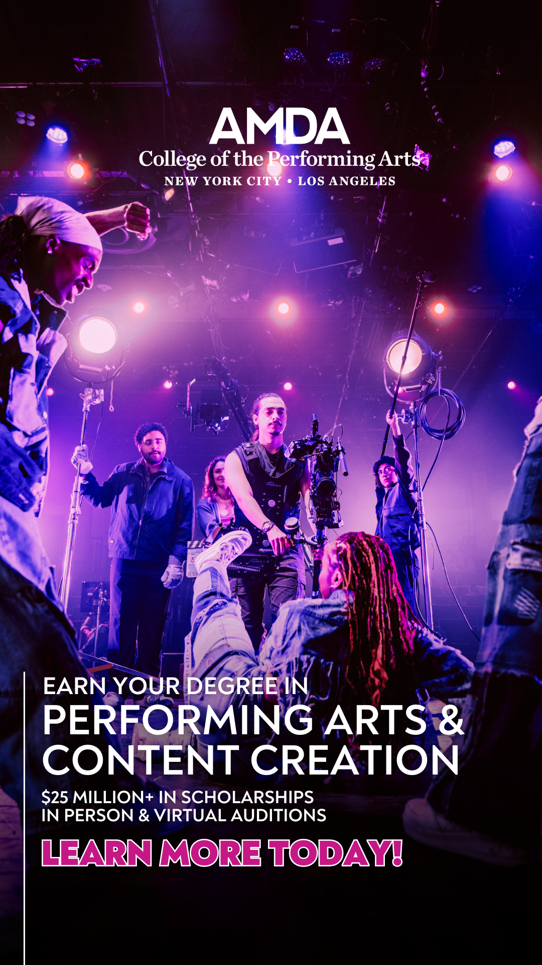 AMDA College Facebook ad