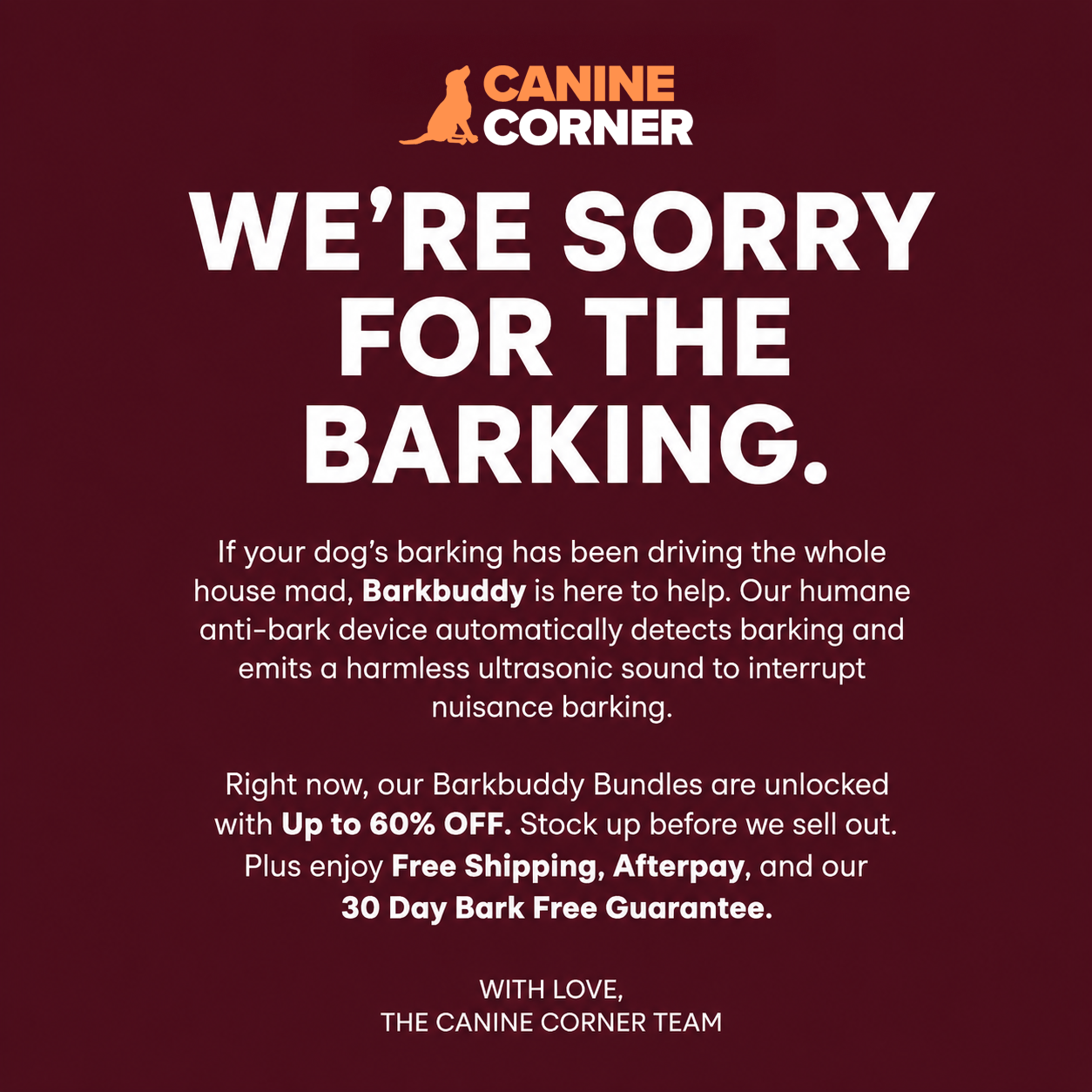 Canine Corner Australia Facebook ad