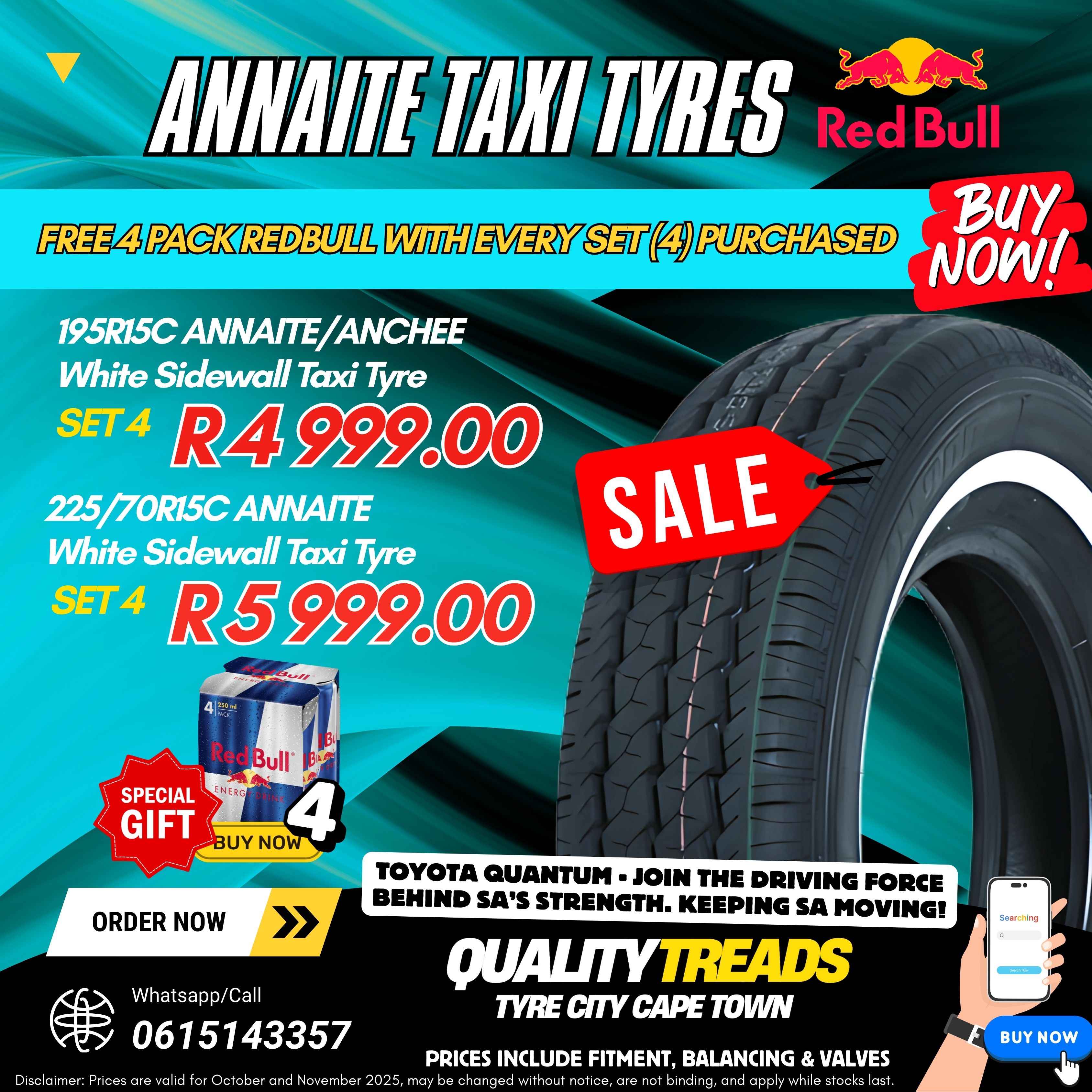 Quality Treads Truck & Passenger Tyres Facebook ad: Toyota Quantum Taxi Tyres & RIms at unbeatable…