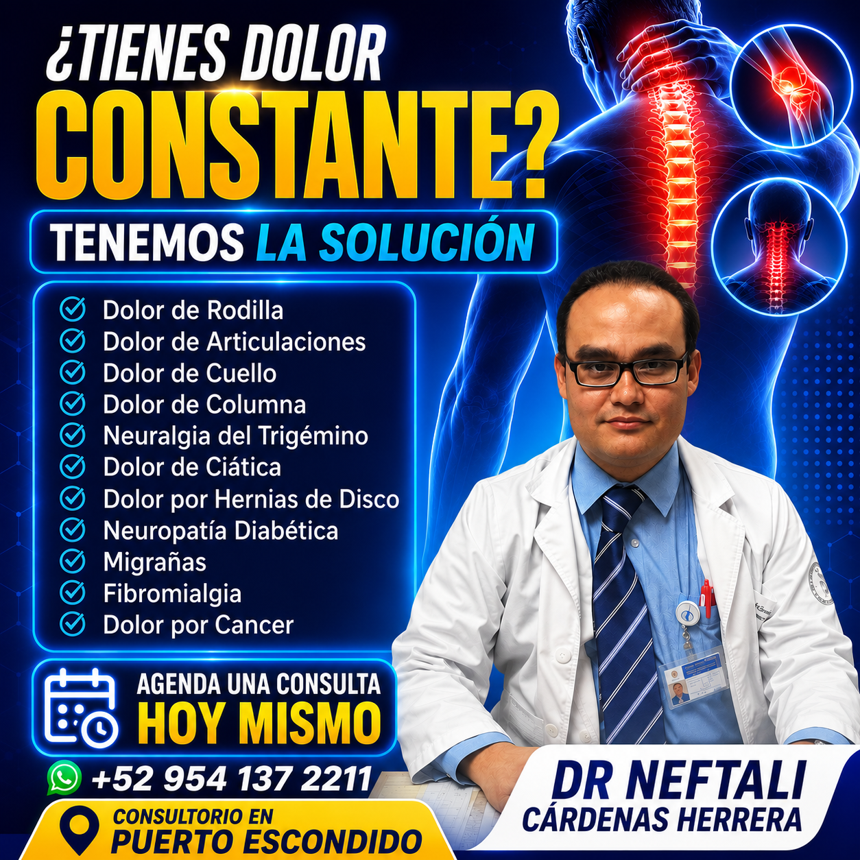 Dr Neftali Cárdenas Herrera Facebook ad: Agenda tu consulta y despídete del dolor que no te deja…