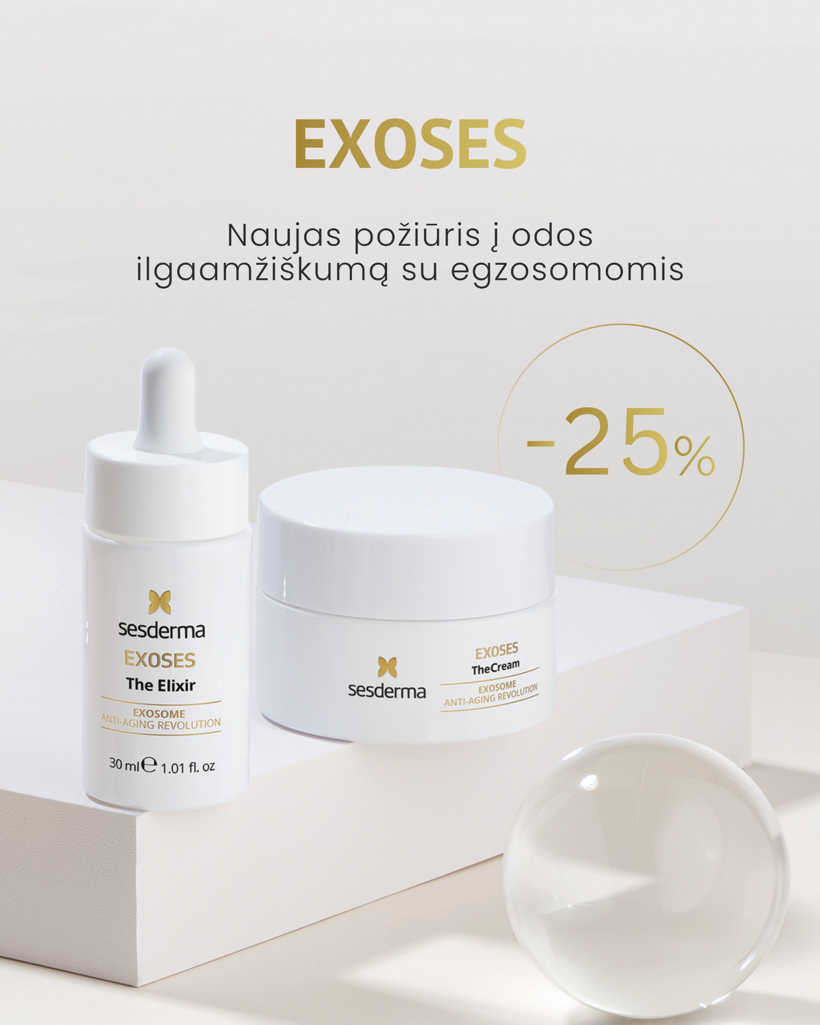 Sesderma Lietuva Facebook ad: Pažangi odos priežiūra su egzosomomis