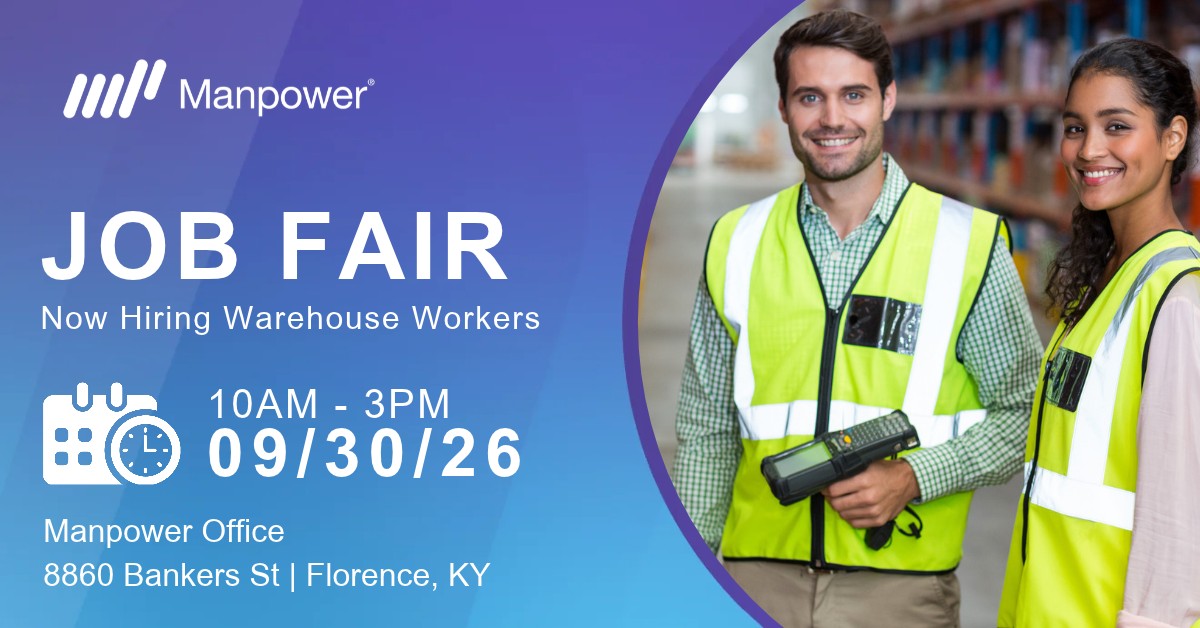 Manpower: Jobs of Opportunity Facebook ad: SEPTEMBER 30, 2026 JOB FAIR, NOW HIRING WAREHOUSE WORKERS…