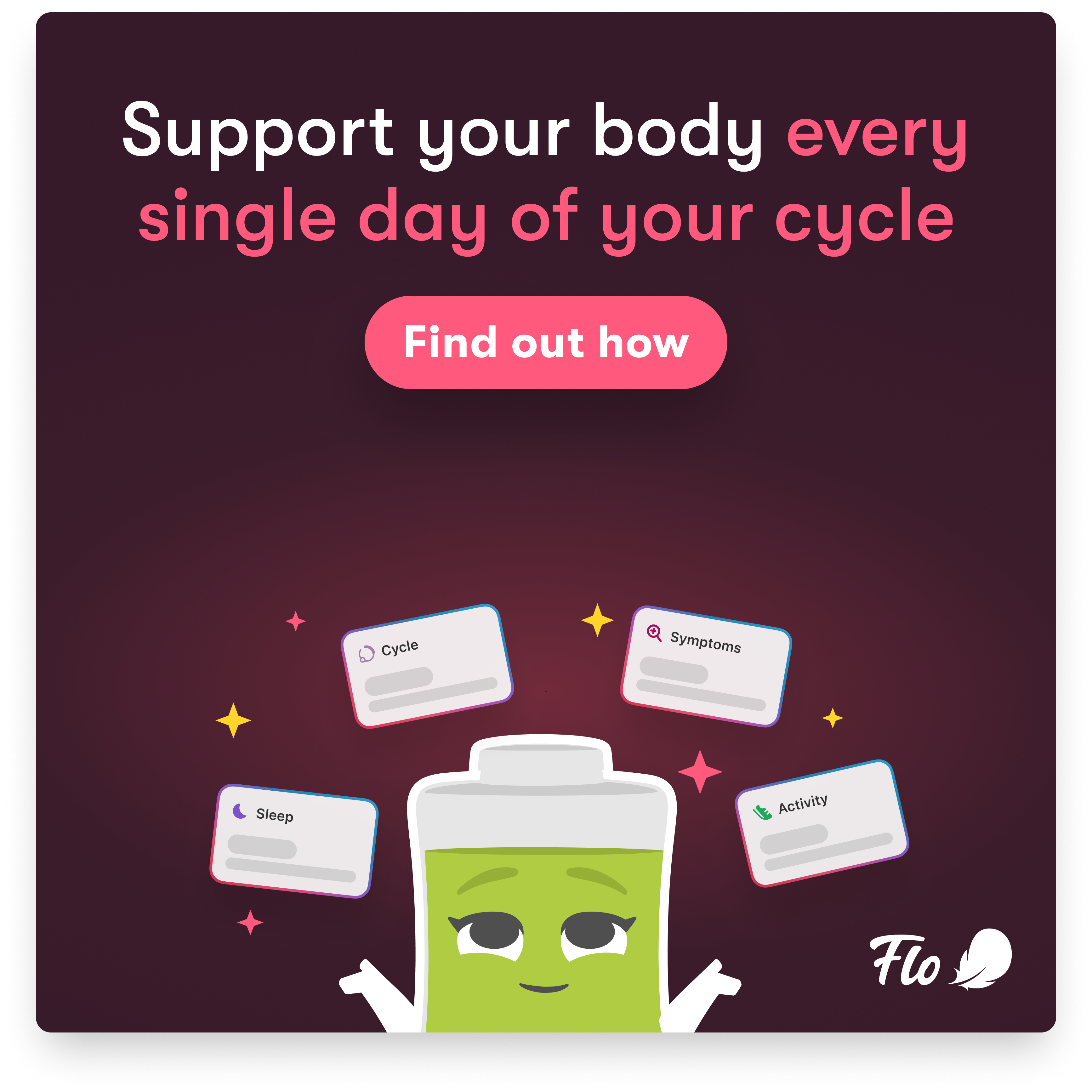Flo Health App Facebook ad: Start using Flo today!