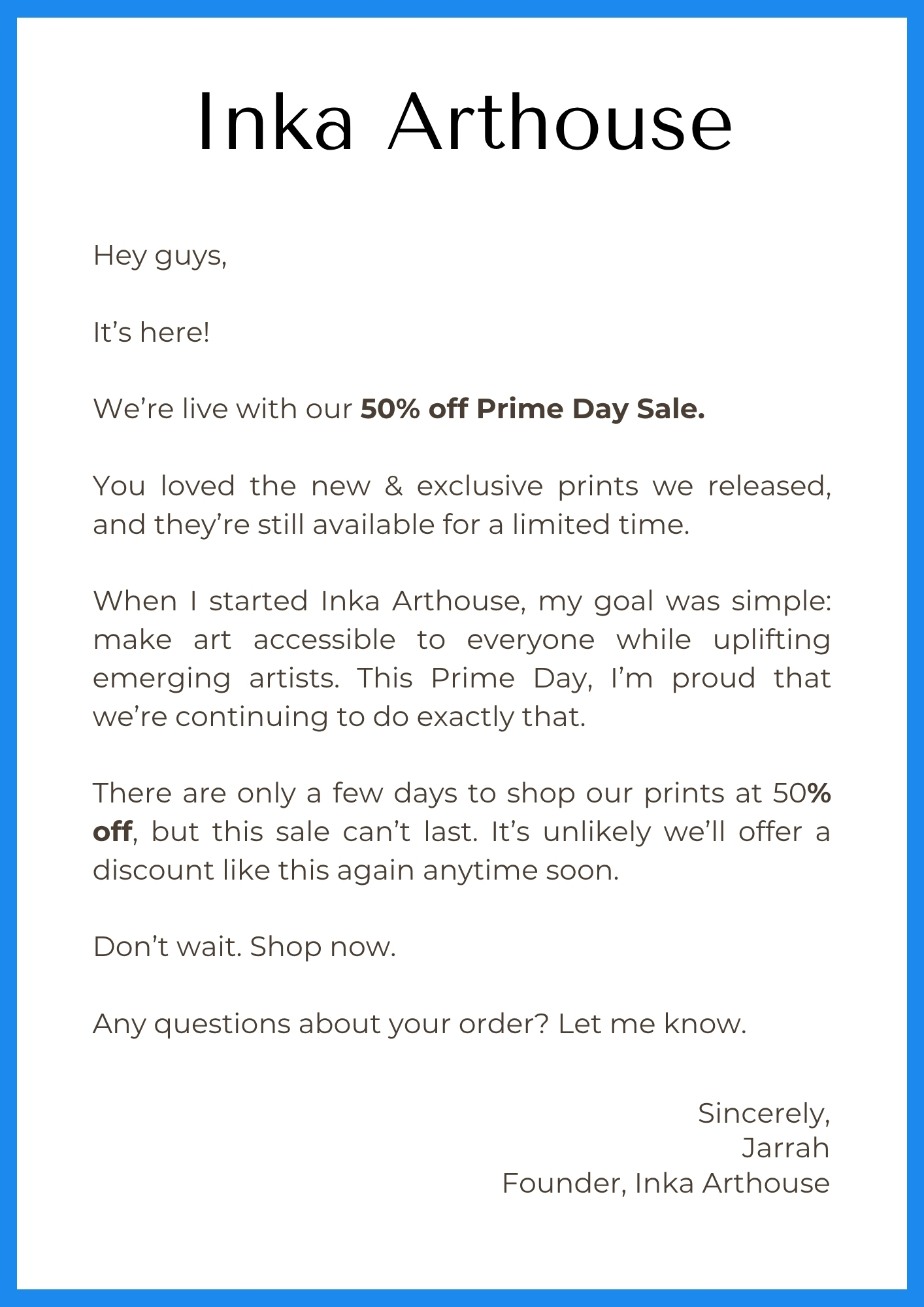 Inka Arthouse Facebook ad from Jun 19, 2026