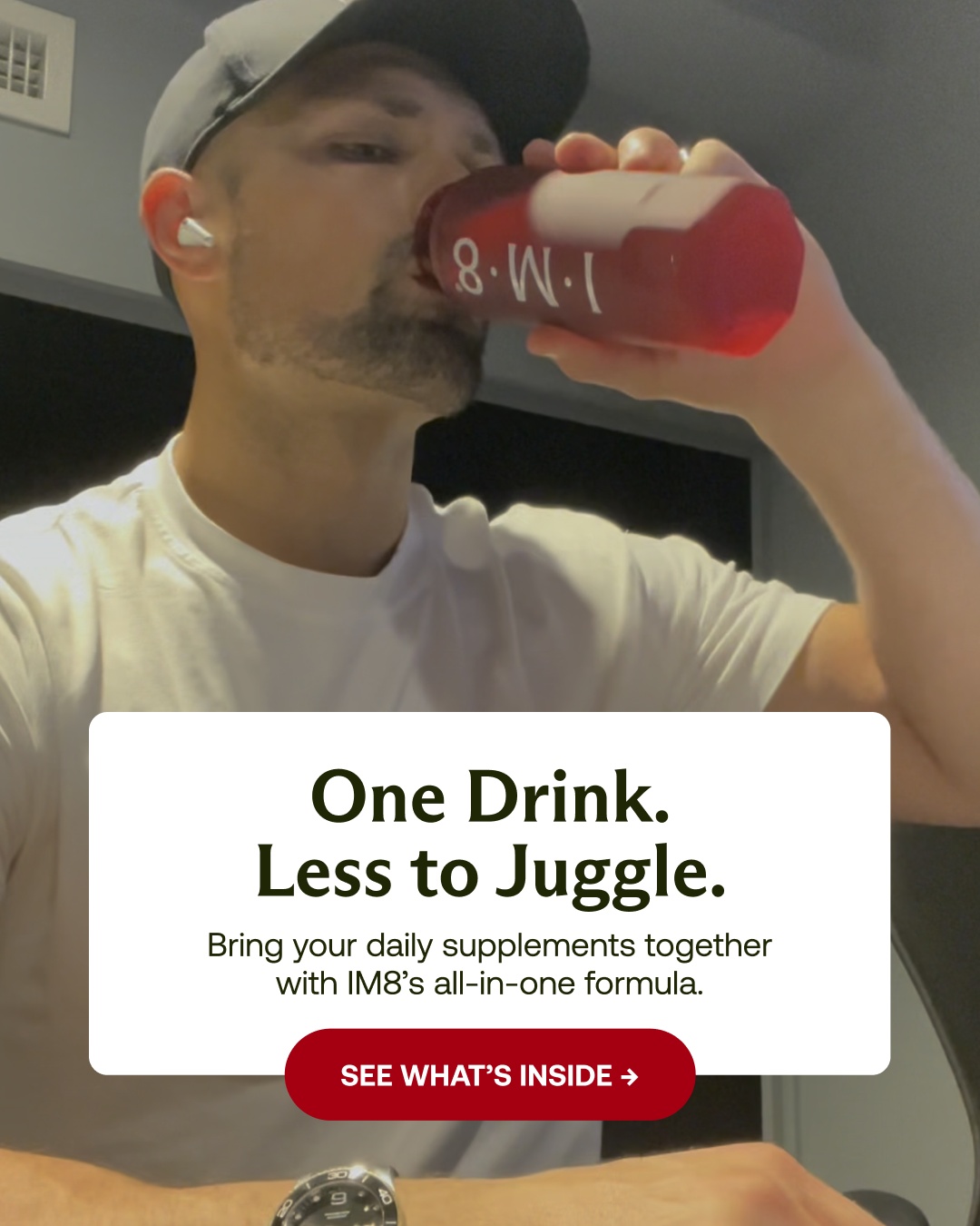 IM8 Health Facebook ad: Train Hard. Fuel Right.