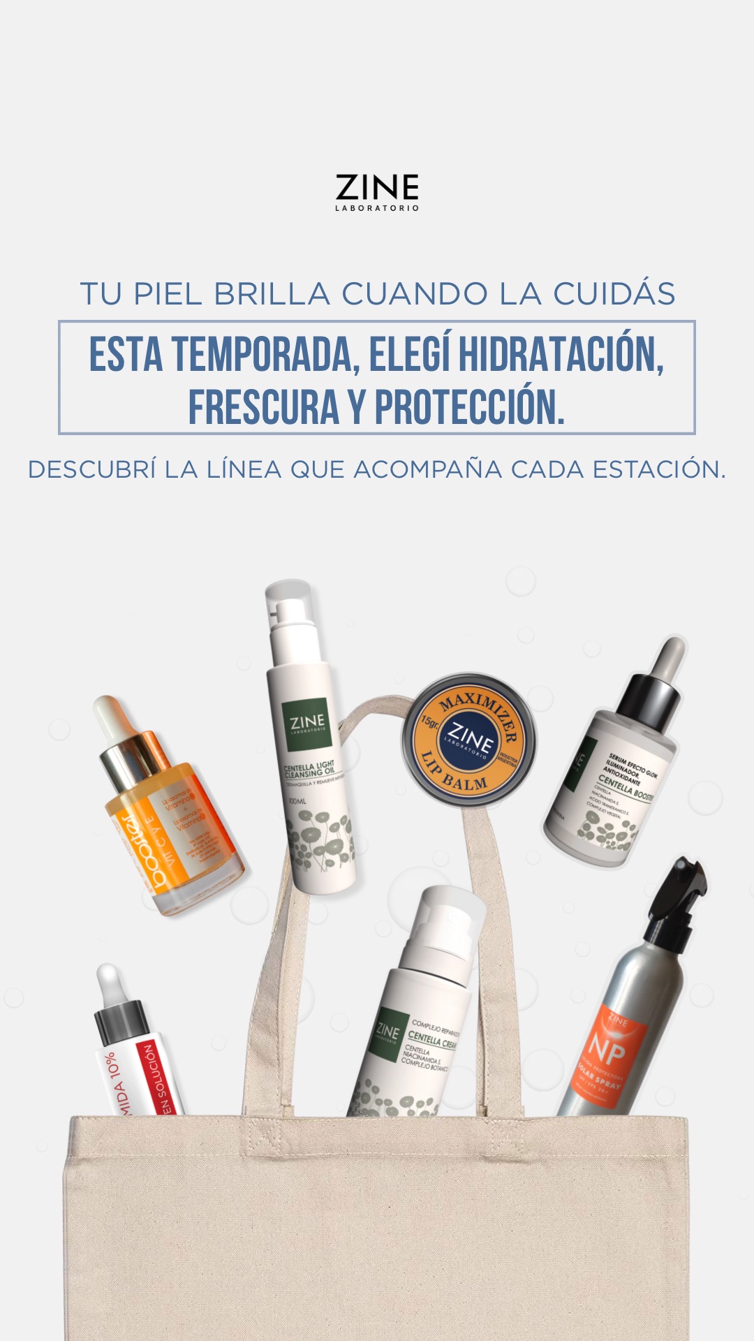 Zine Cosmeticos Especializados Facebook ad: Para esta temporada, cuida tu piel con Zine.