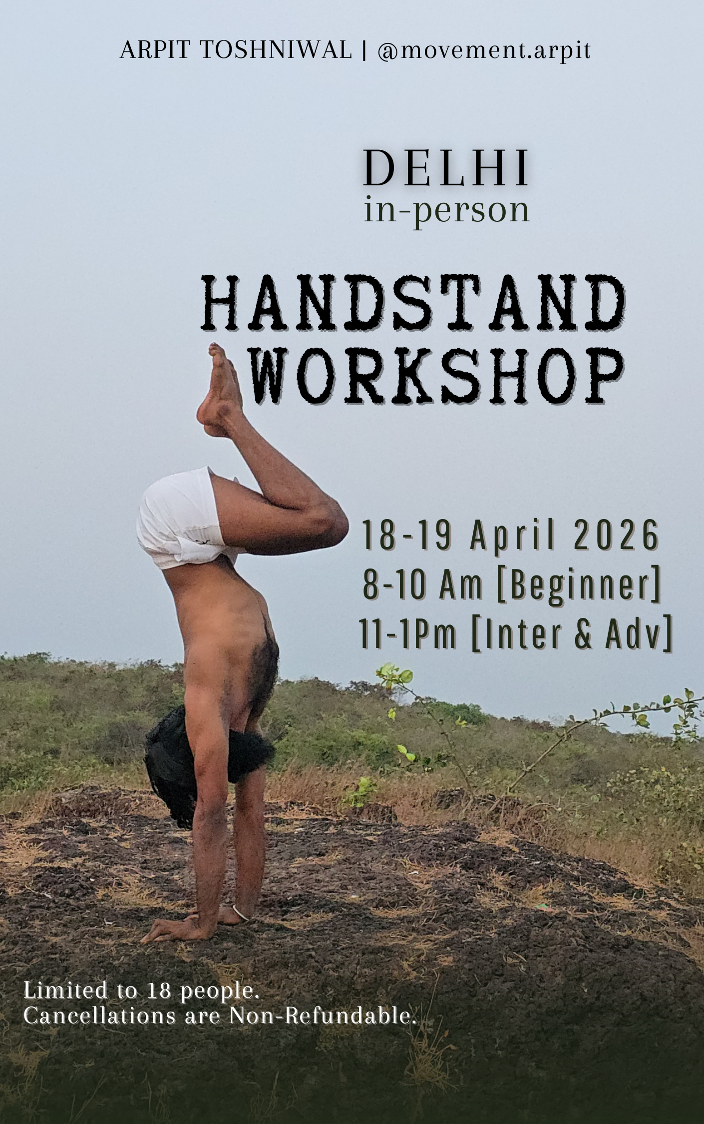 Movement.arpit Facebook ad: Delhi Handstand Workshop