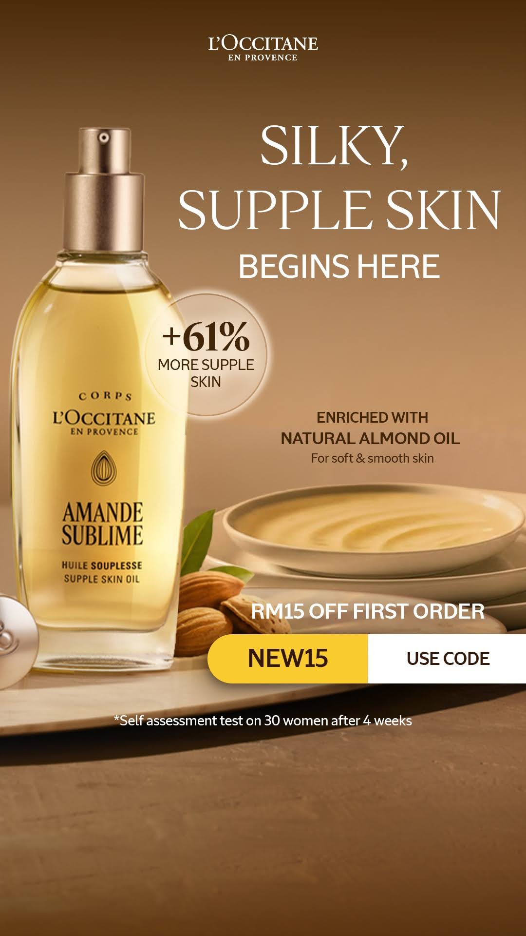 L'OCCITANE en Provence Facebook ad: Almond Supple Skin Oil