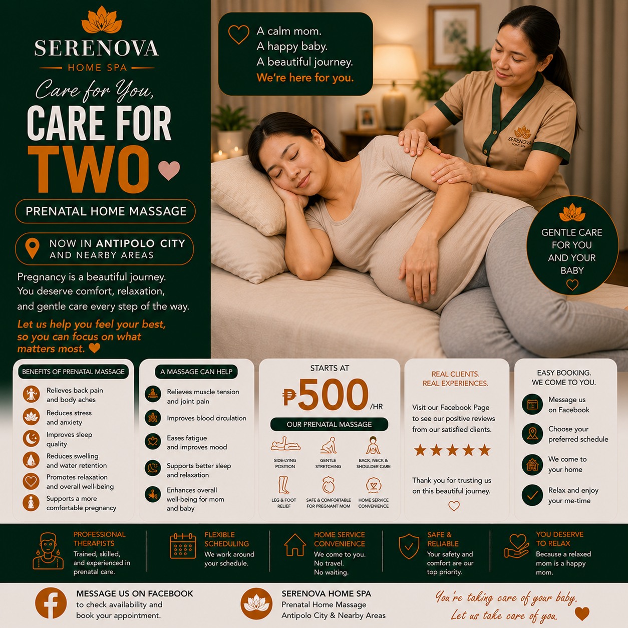 Serenova Home Spa Facebook ad: Mom-to-be? Take a well-deserved moment for yourself.