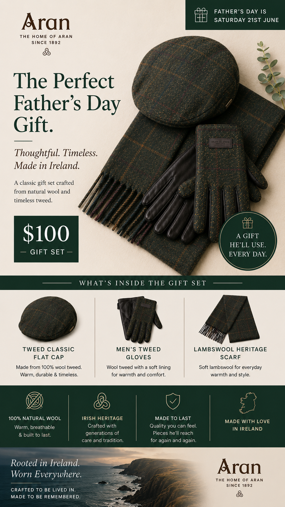 Aran Sweater Market, Aran Islands, Ireland Facebook ad: Celebrate The Man Who Helped Shape Your World