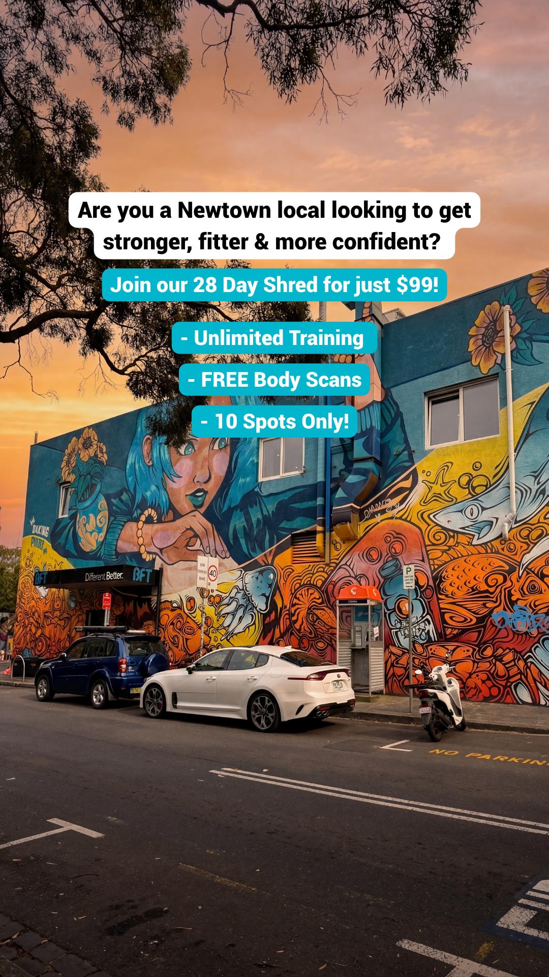 BFT Newtown Facebook ad: 28 Days for $99
