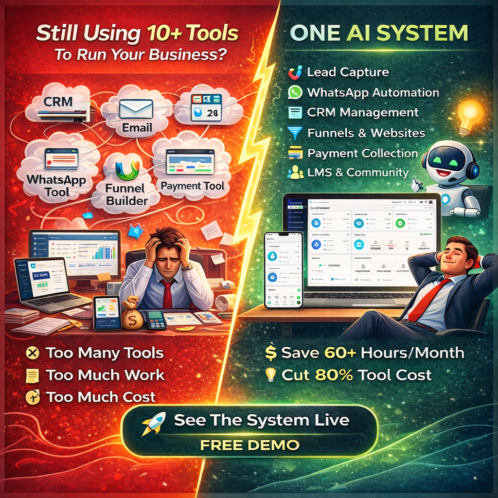 My Business Automation System Facebook ad: Stop Using 10 Tools. Use 1 AI System.