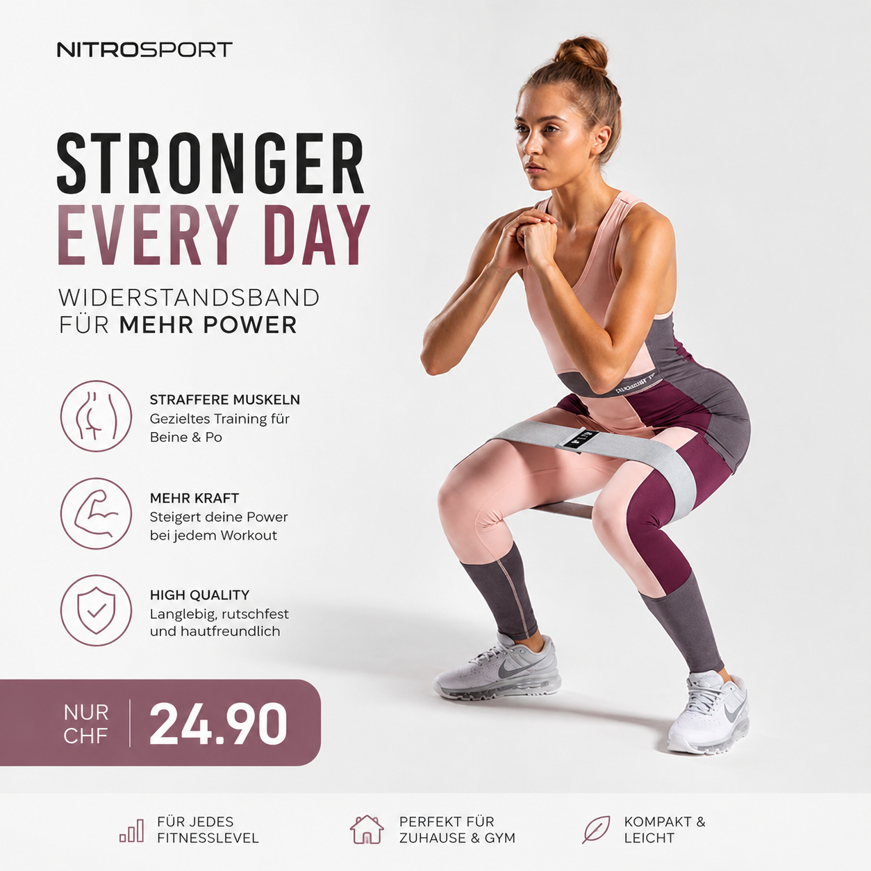 nitrosport.ch Facebook ad: Fitnessband Set ab CHF 8.90, Dein Home-Workout