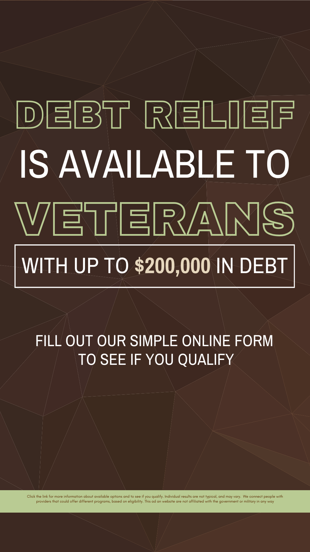 Veteran Debt Assistance Facebook ad