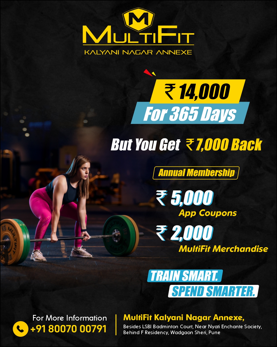 MultiFit Facebook ad: ₹14,000 for 365 Days + ₹7,000 Back!