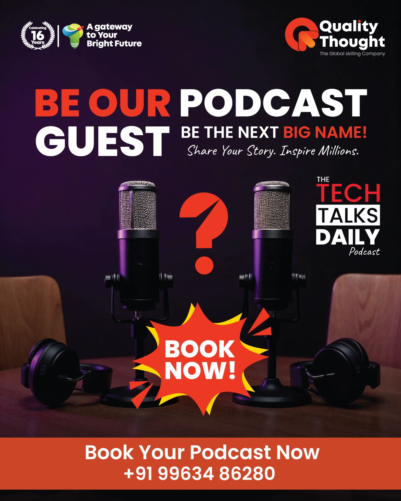 Quality Thought Technologies Facebook ad: Be Our Podcast Guest, Share Your Story
