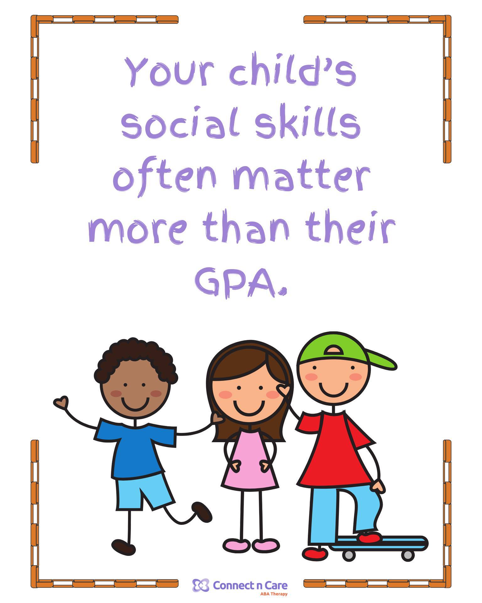 Connect n Care ABA Therapy Facebook ad: Social skills help children build friendships, communicate…