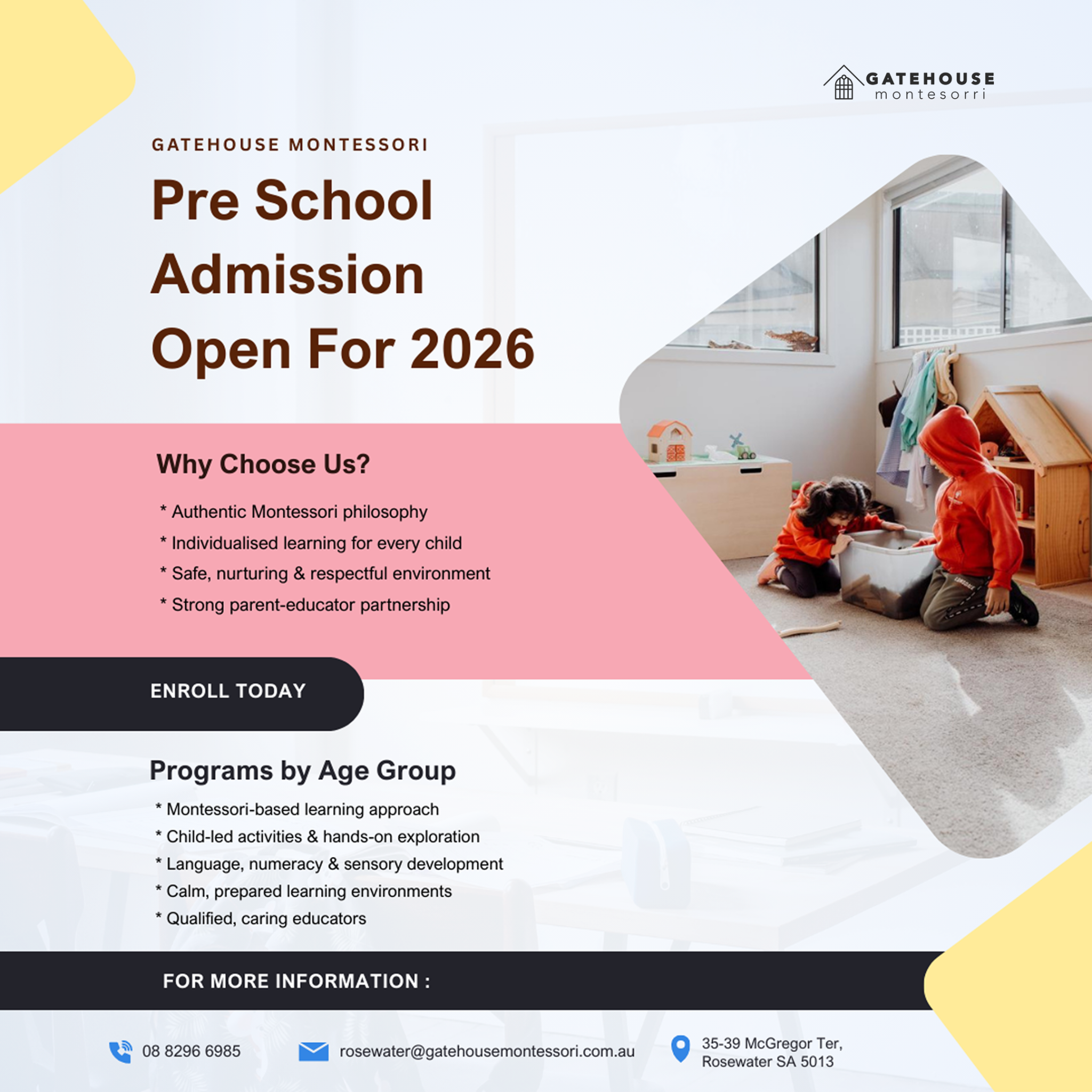 Gatehouse Montessori Facebook ad: Montessori Preschool in Hope Valley