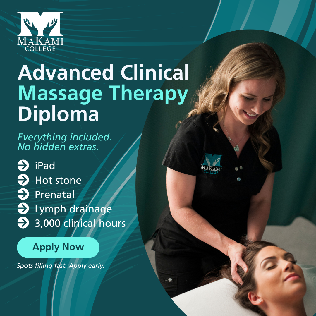MaKami College Facebook ad: Advanced Clinical Massage Therapy Diploma. See what is…