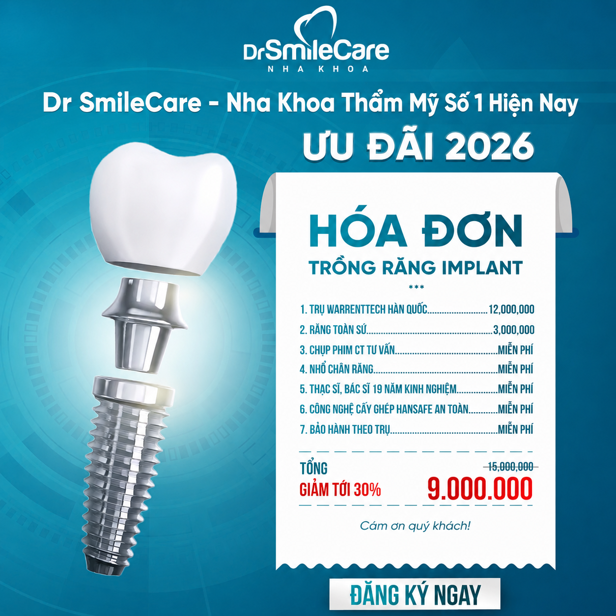Dr.SMILECARE Gò Vấp - Trụ Implant chính hãng Facebook ad: Tư vấn trực tiếp cùng bác sĩ