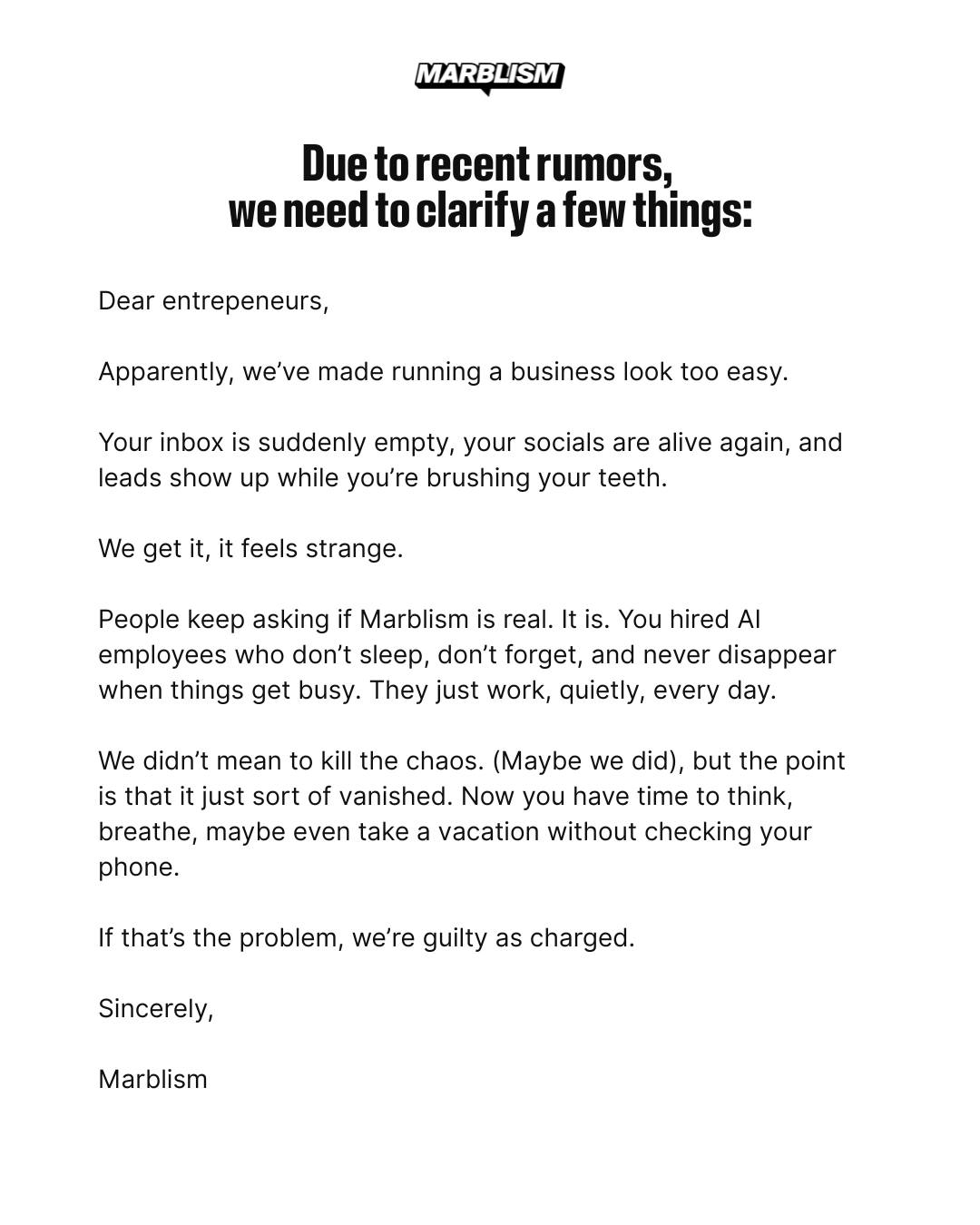 Marblism Facebook ad