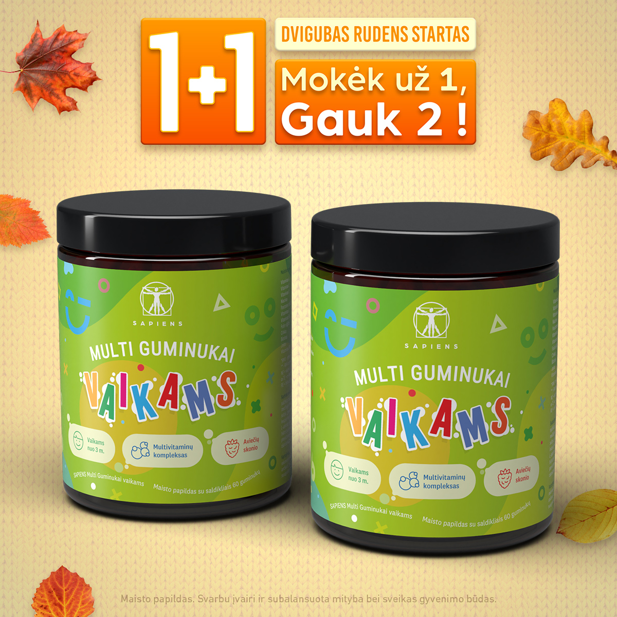 Sapiens Facebook ad: GUMINUKAI VAIKAMS 1+1