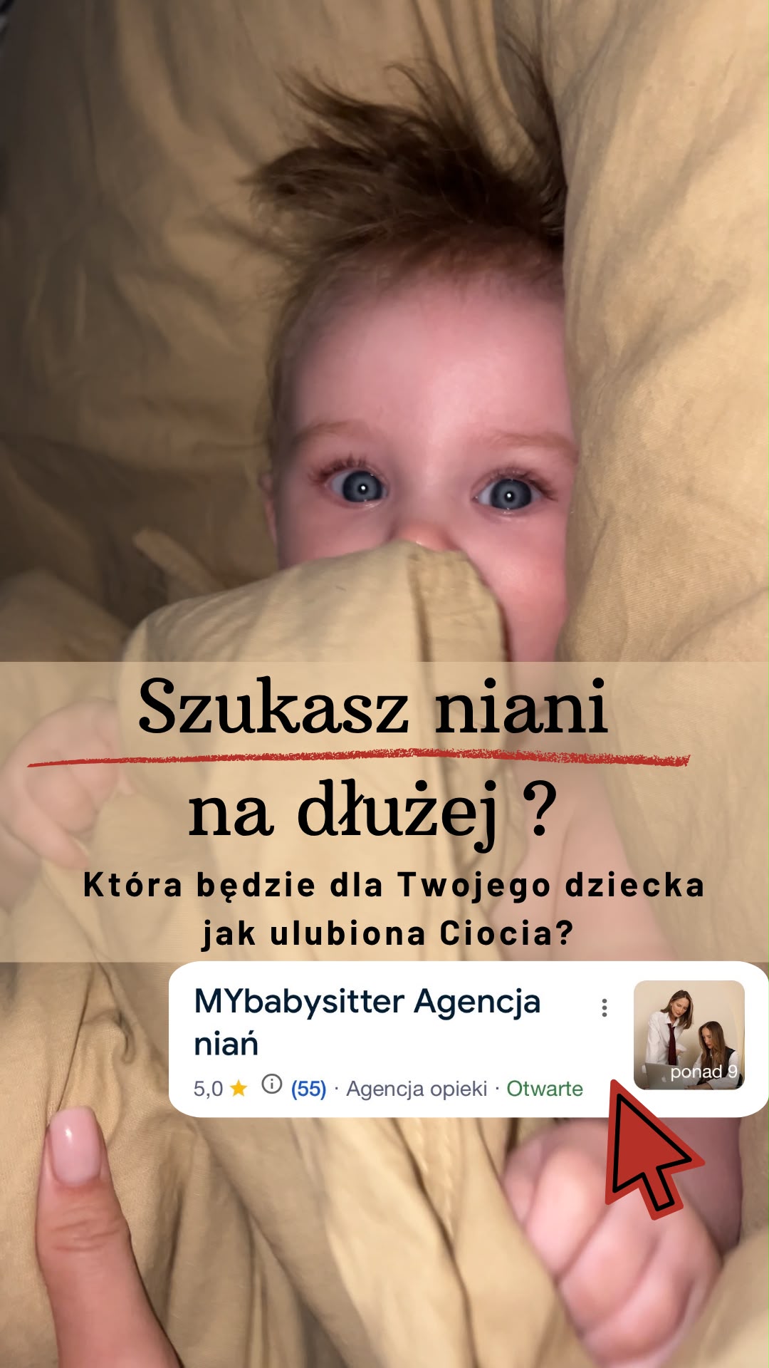 MYbabysitter Facebook ad: Znajdziemy nianię, która będzie jak członek rodziny.