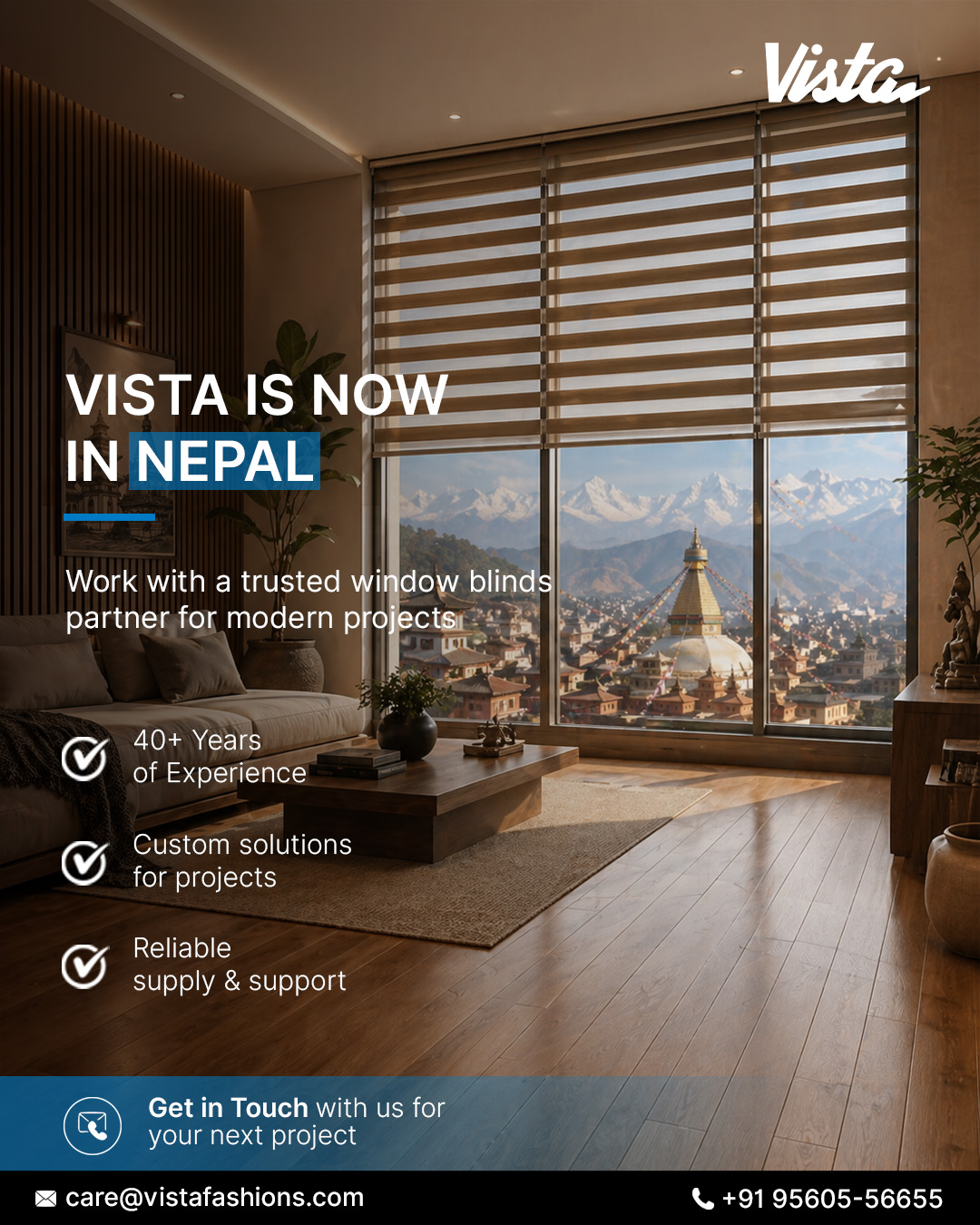 Vista Fashions Facebook ad: Trusted Blinds Partner in Nepal