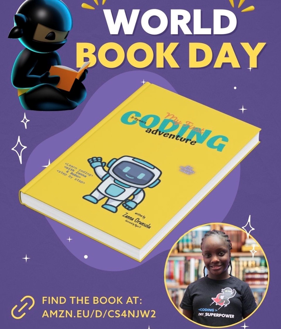 Code Ninjas Facebook ad: In celebration of World Book Day, we are…