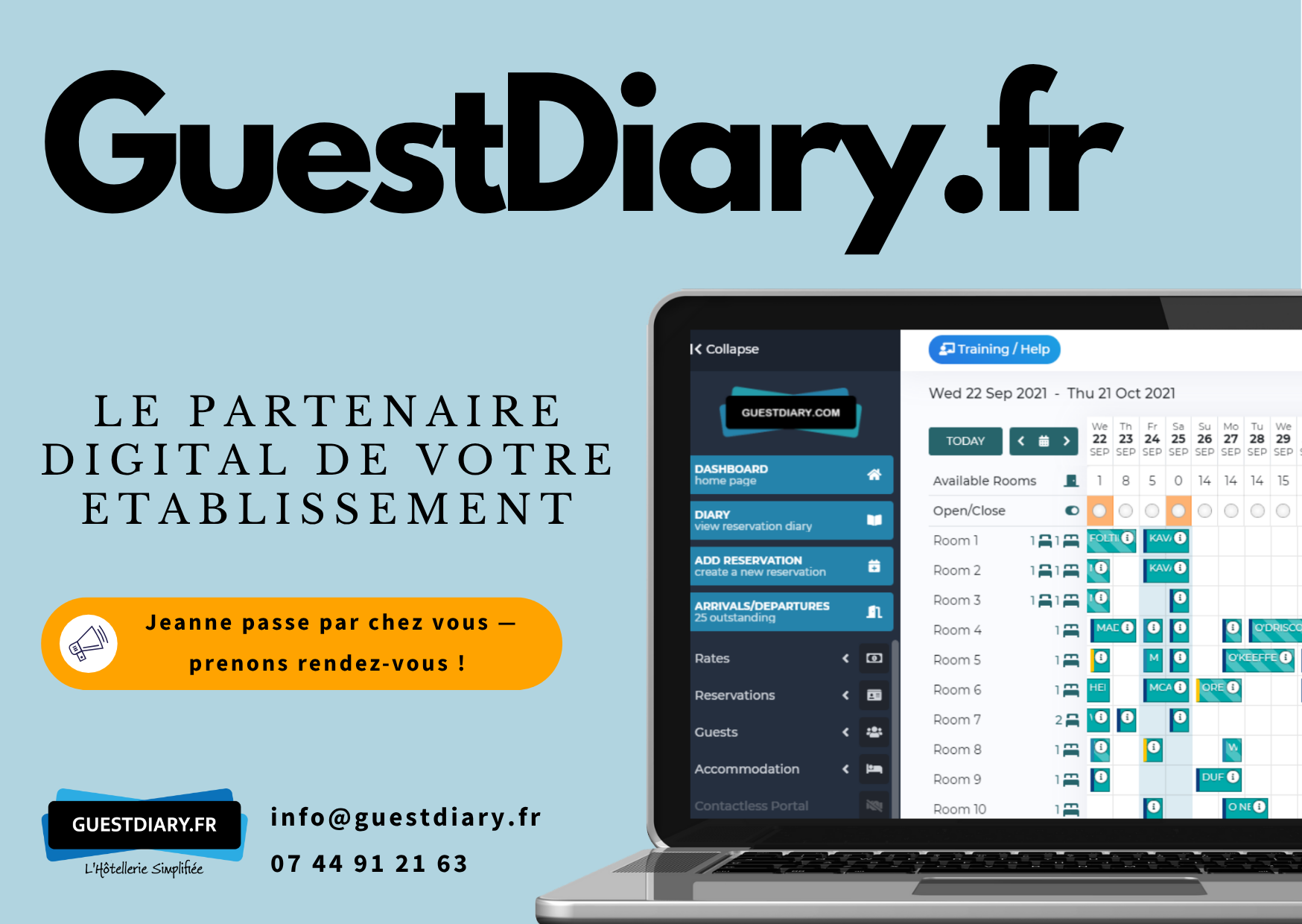 GuestDiary France Facebook ad: Jeanne accompagne les hôteliers du Grand Ouest à…