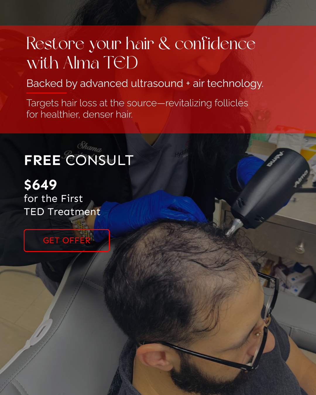 TS Hydration & Wellness Medical Center Facebook ad: The NEW way of reversing hair loss…