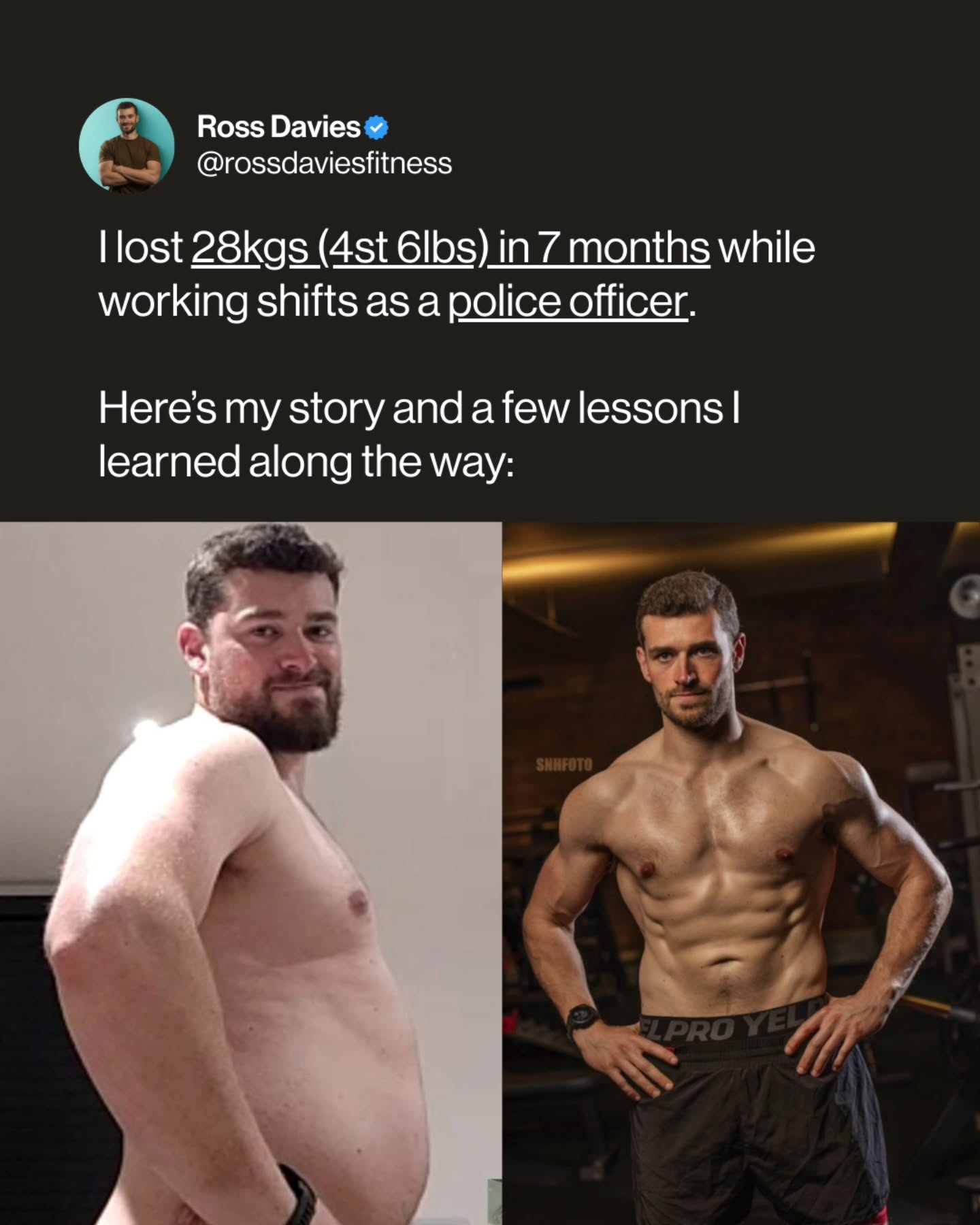 Ross Davies Fitness Facebook ad: DM me SHIFT for info on the Shift…