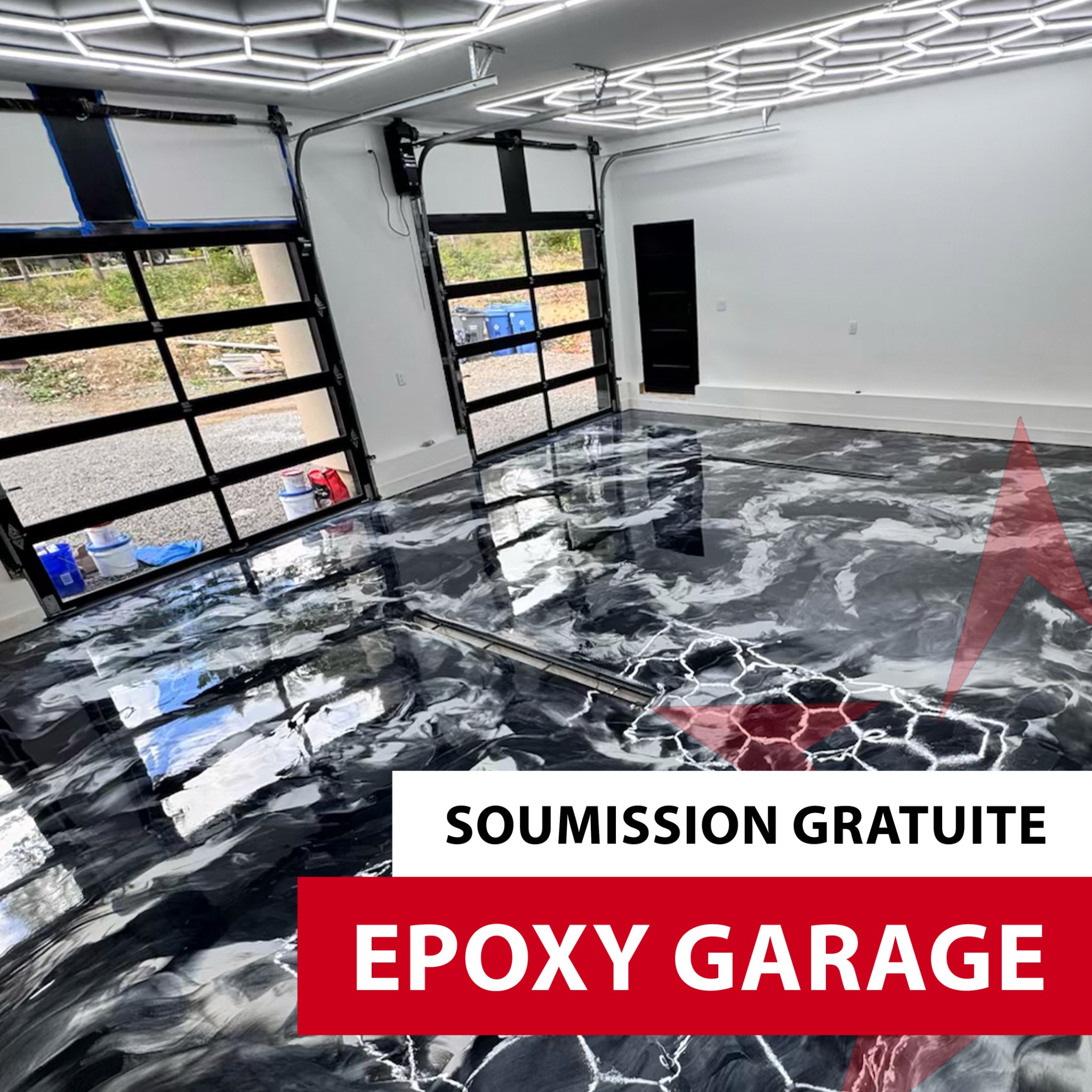 Star epoxy Facebook ad: Époxy maison & garage, Devis GRATUIT aujourd’hui!