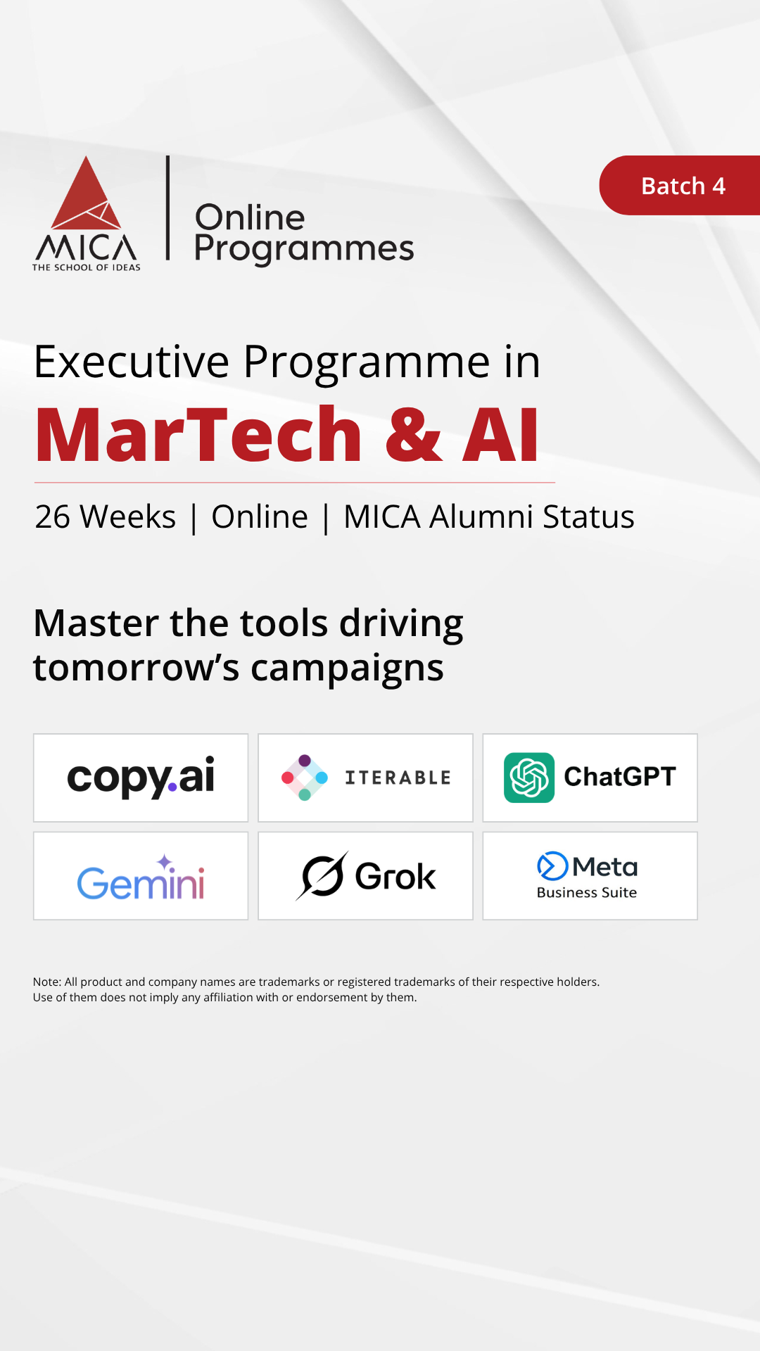 MICA Executive Programme in MarTech and AI Facebook ad from Jun 29, 2026