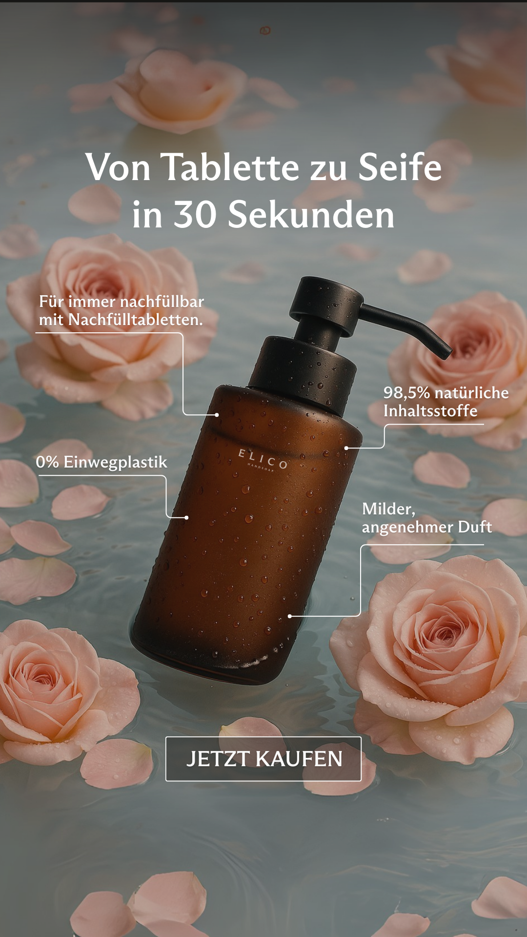 Elico.no Facebook ad: Von der Tablette zur Seife in nur 30 Sekunden