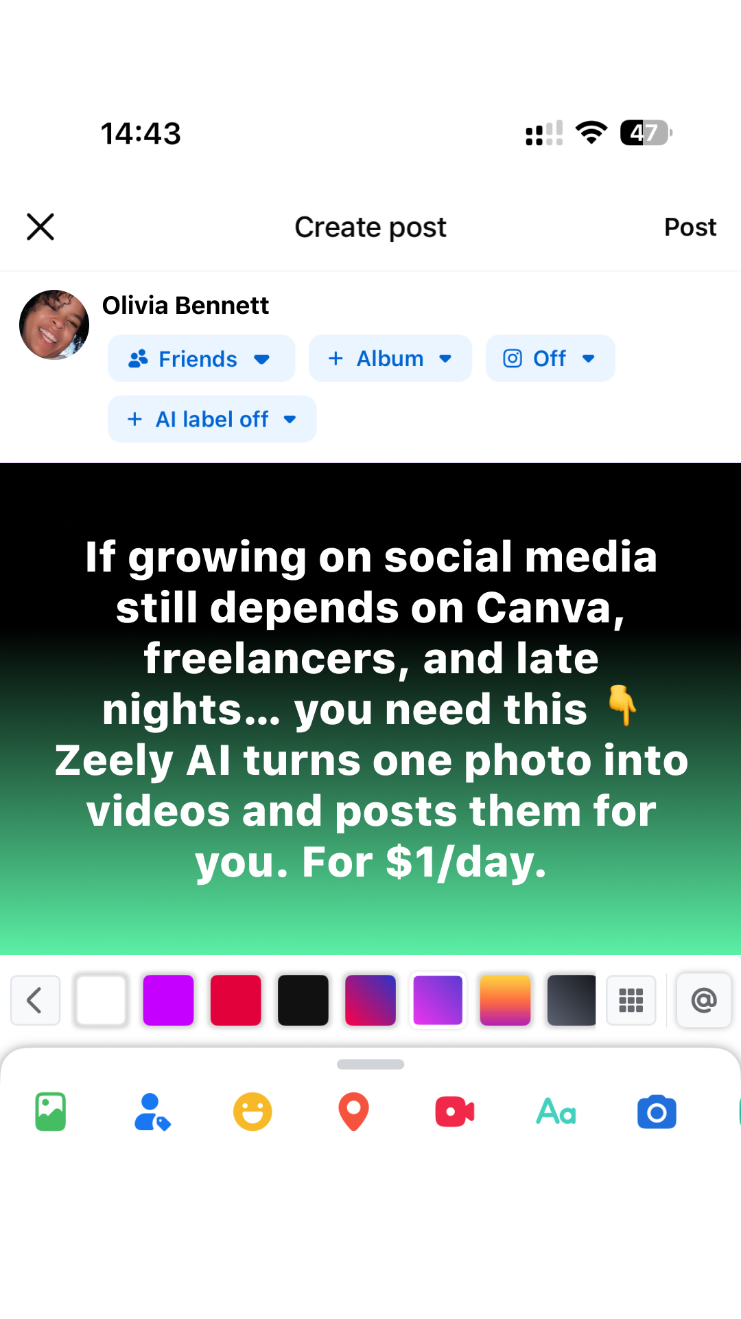 Zeely Facebook ad