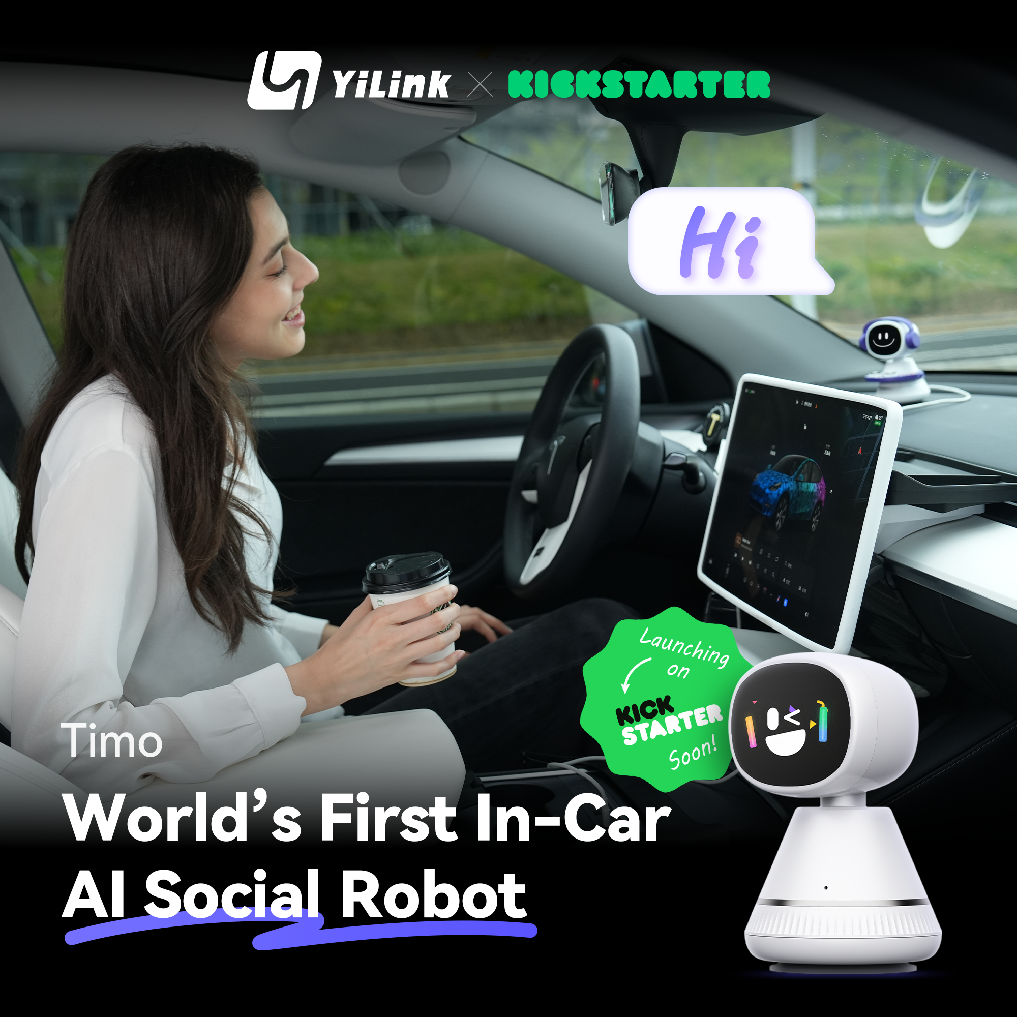 YiLink Facebook ad: Drive, Connect, and Discover with Timo